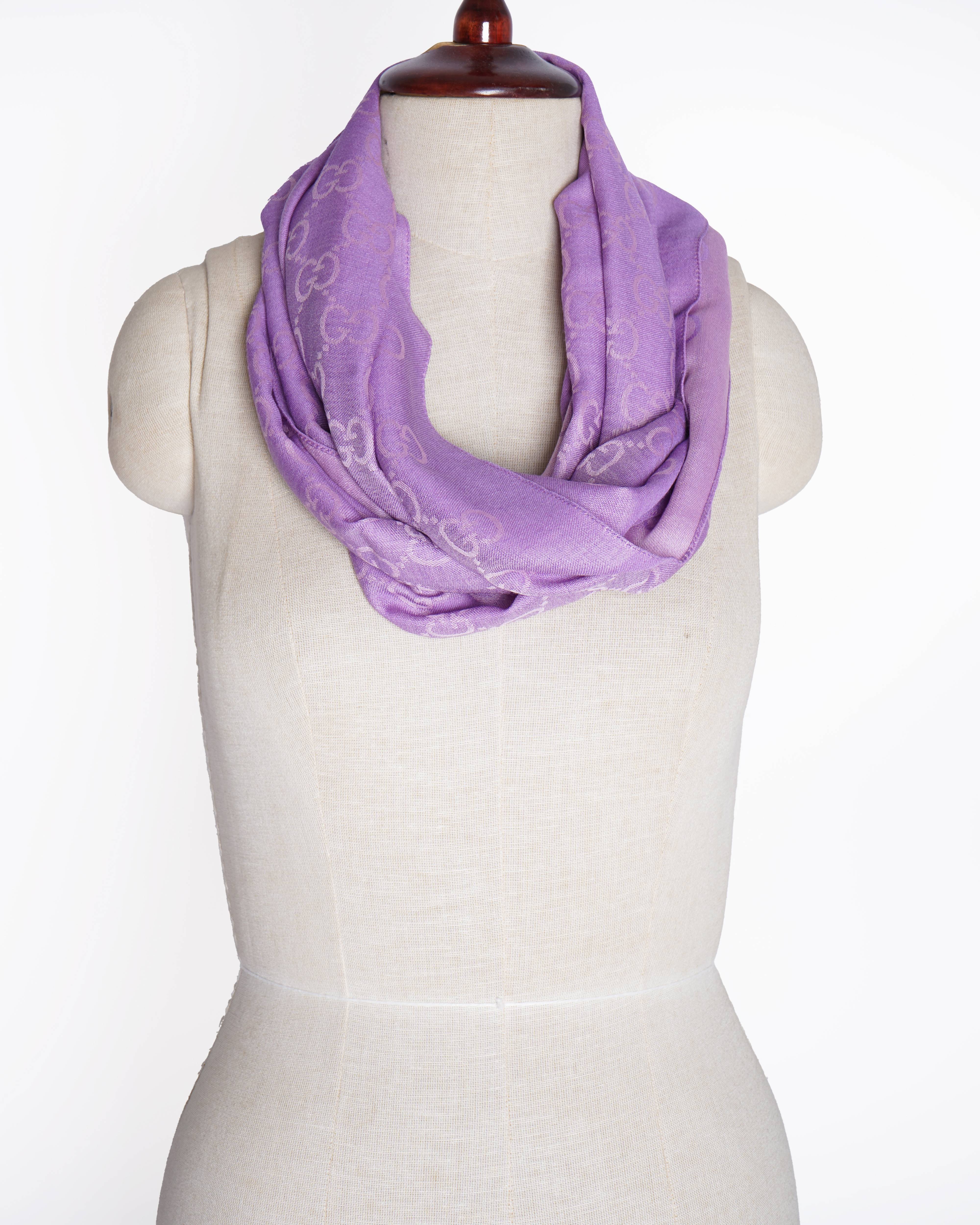 New Gucci GG wool silk scarf