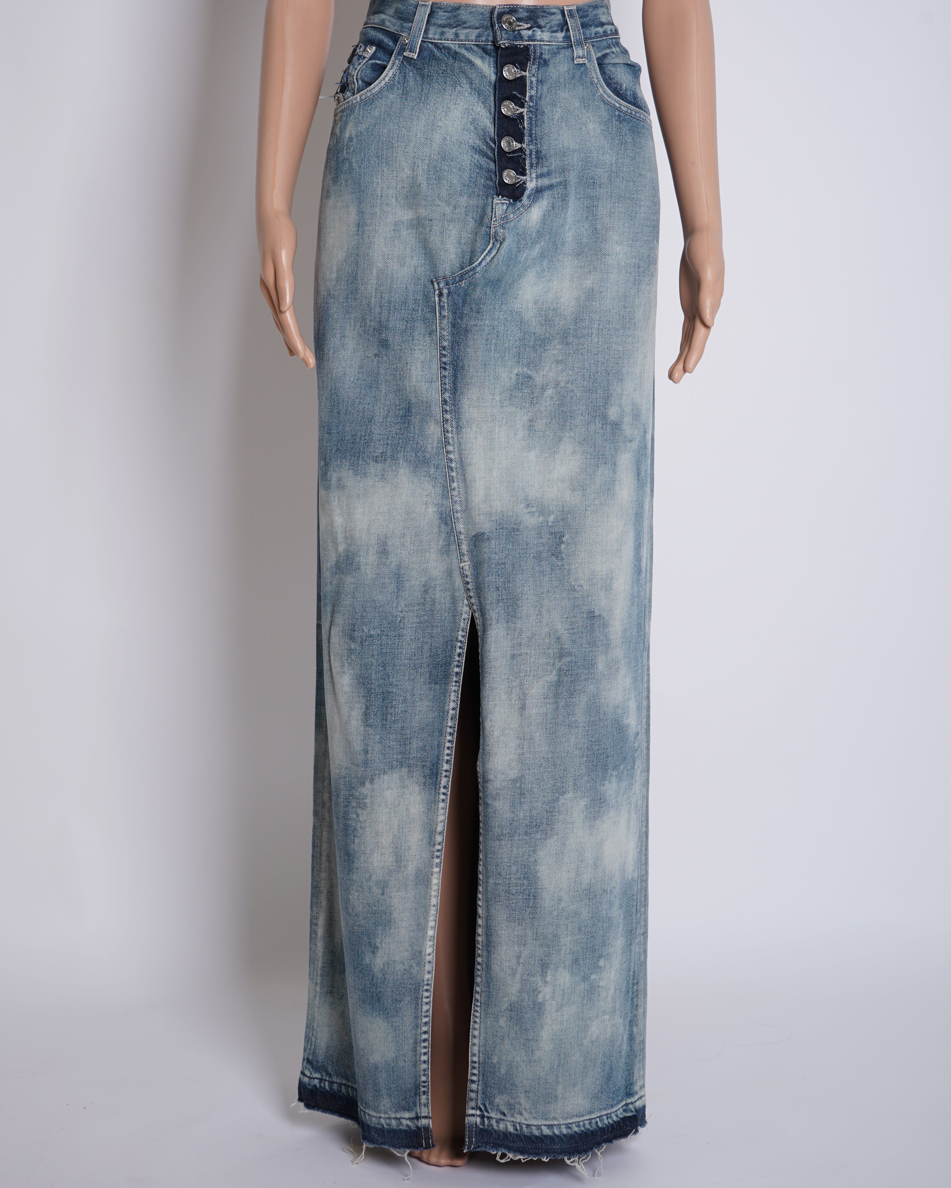 New Grlfrnd Acidwash Front Slit Skirt