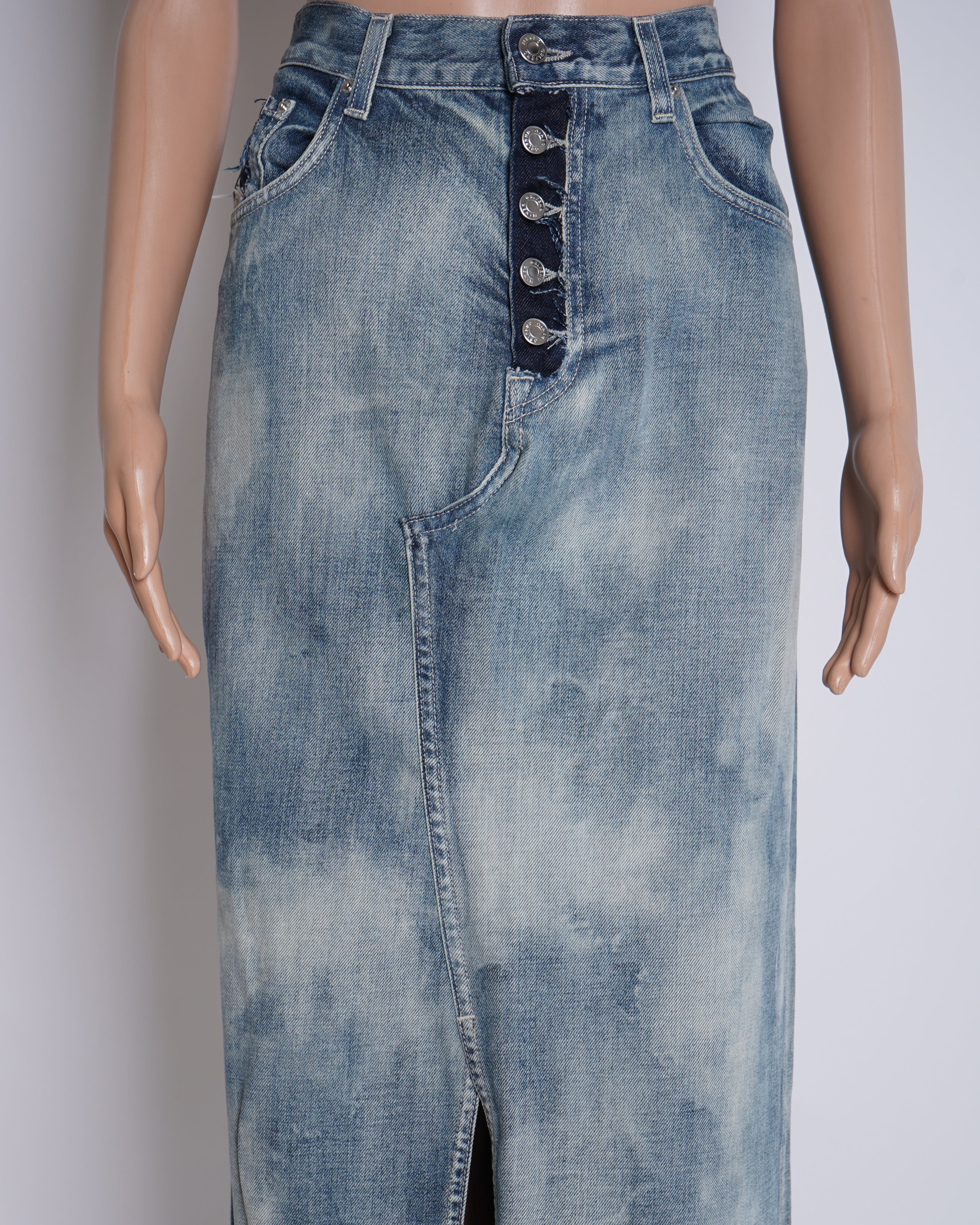 New Grlfrnd Acidwash Front Slit Skirt