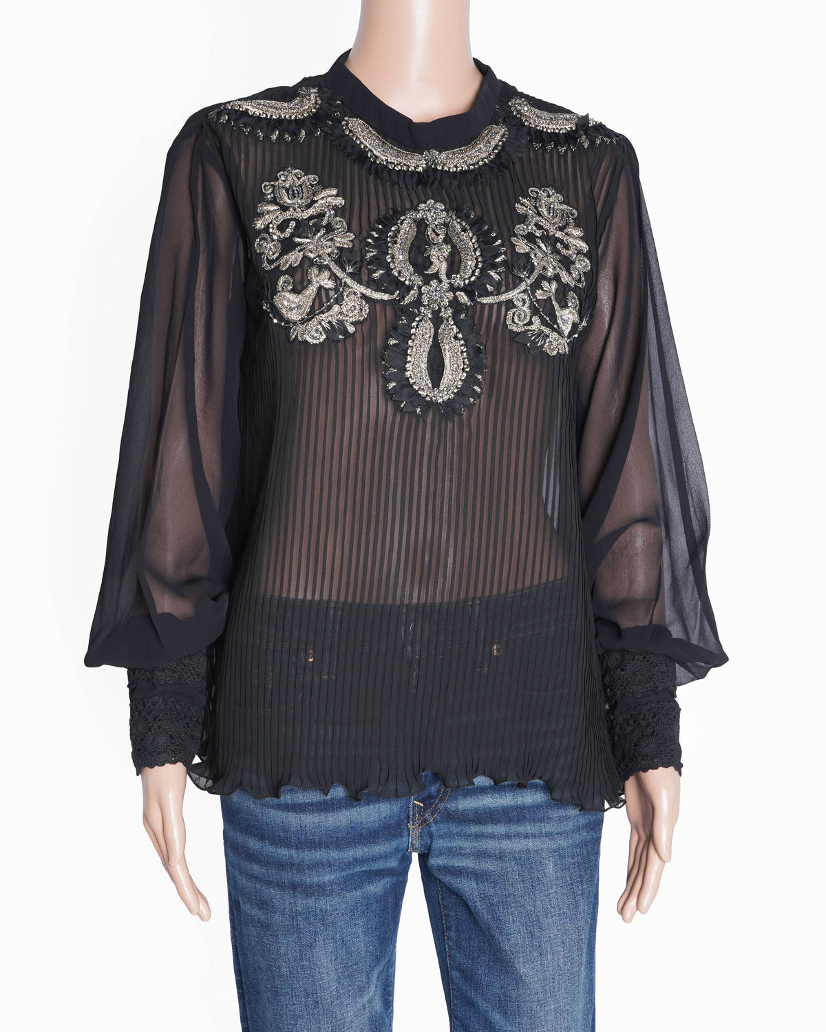 Jade by Monica & Karishma Black embroidered top