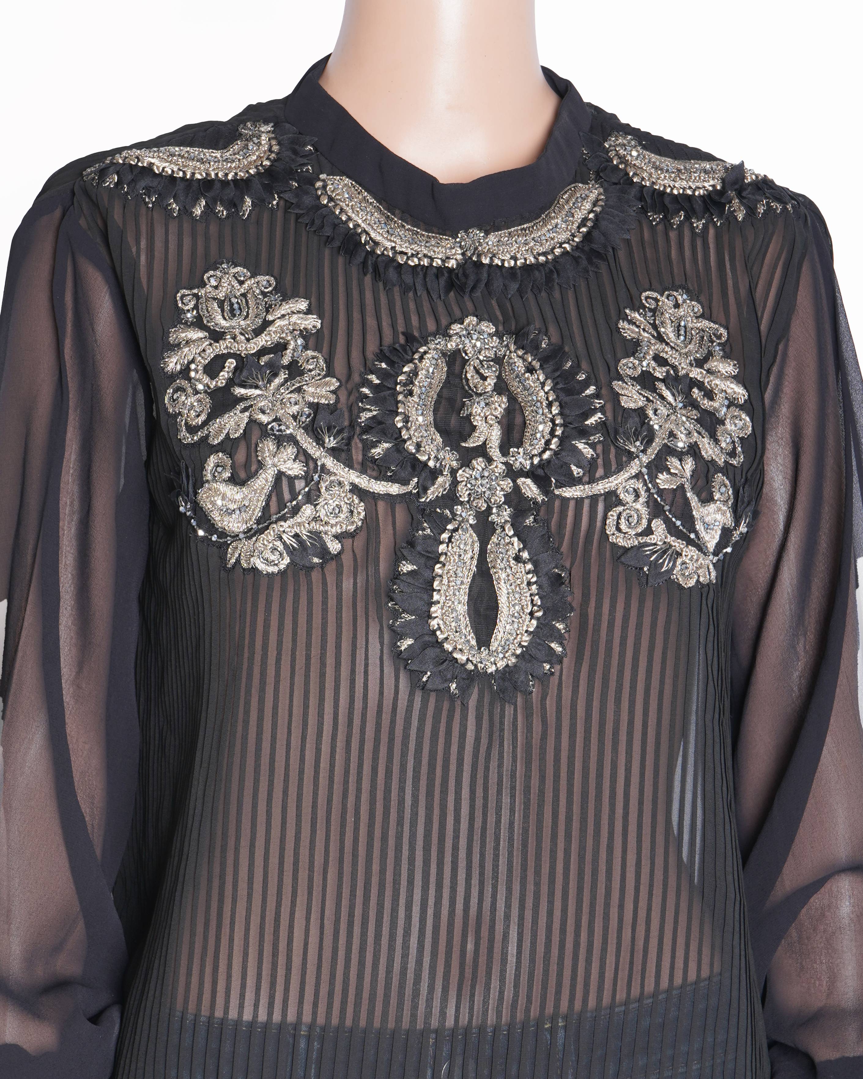 Jade by Monica & Karishma Black embroidered top