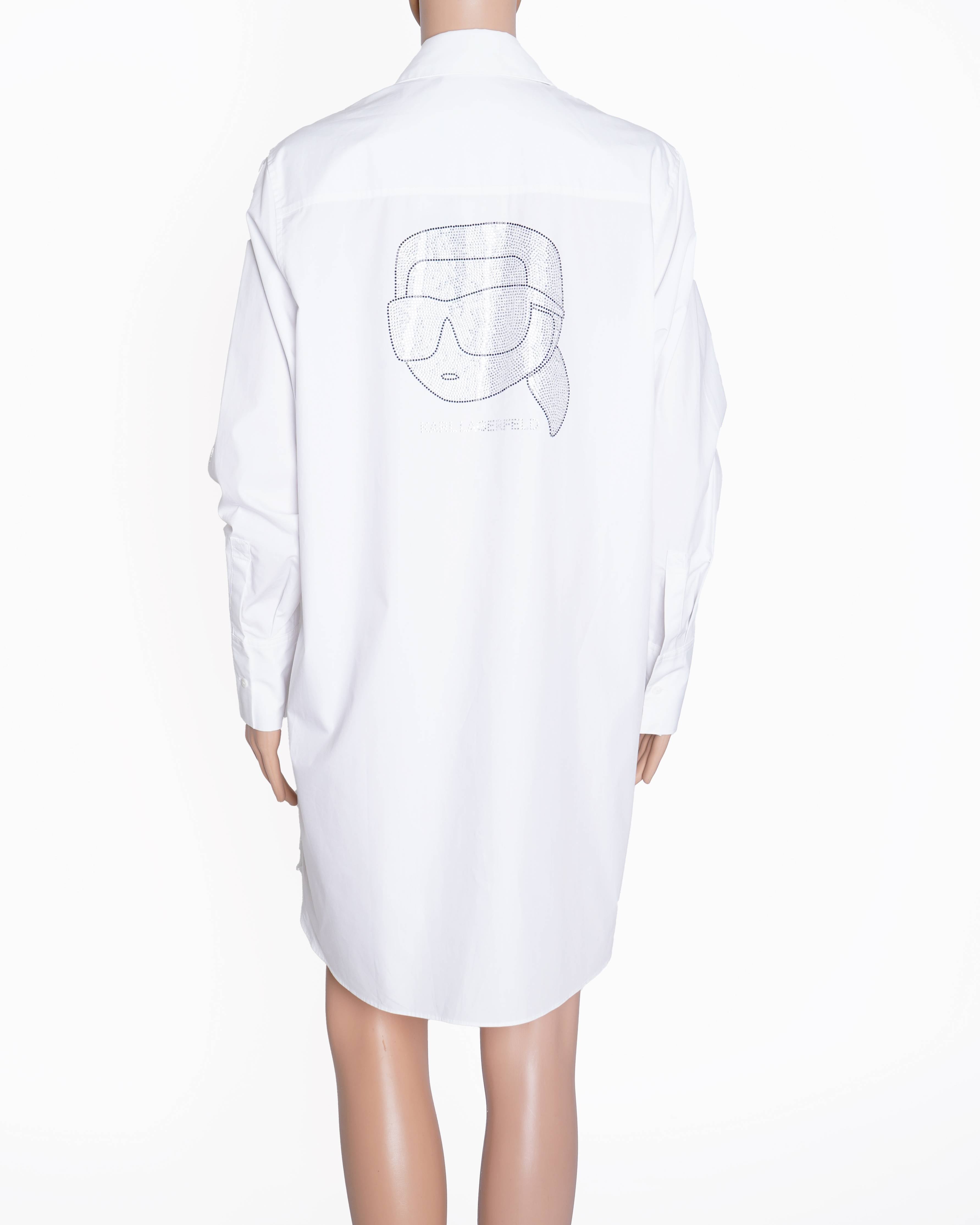 New Karl Lagerfeld White full sleeves shirt Dress