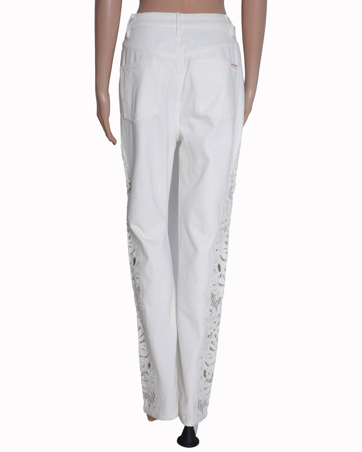 Self-Potrait Embroidered Cotton Wide Leg Jeans