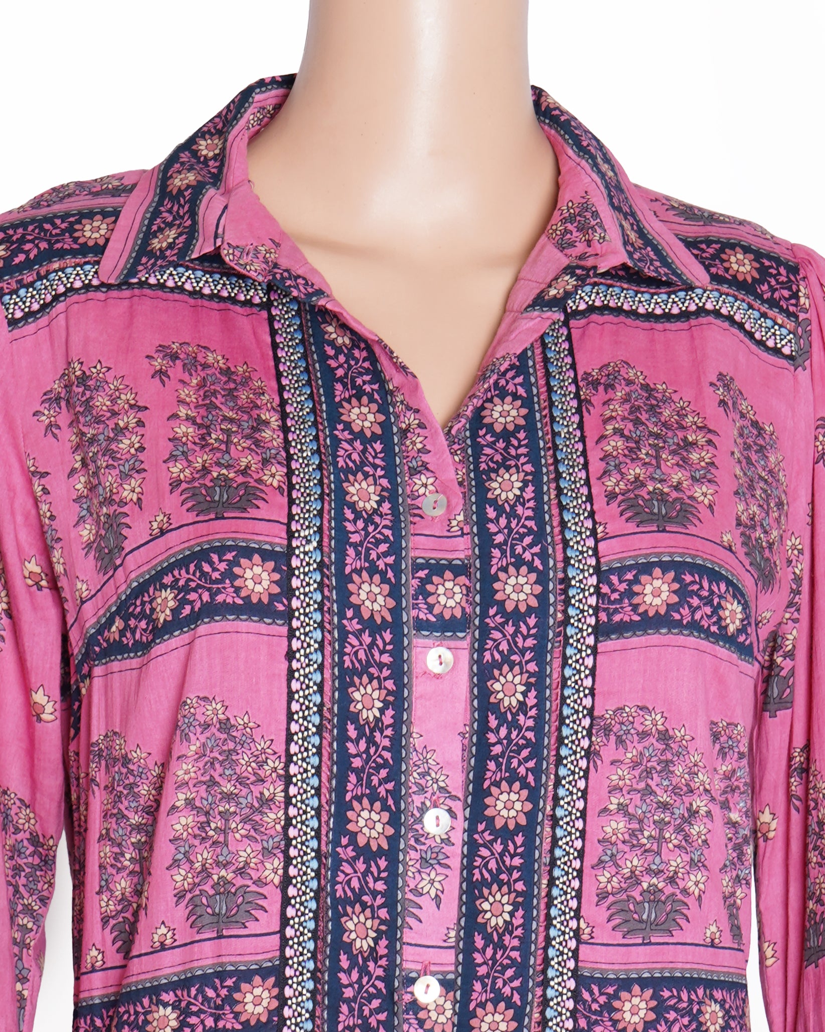 Ritu kumar pink and blue printed shirt dress