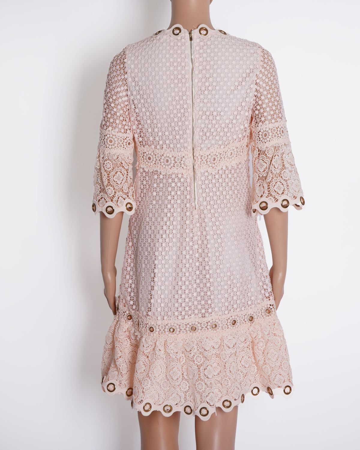 Maje Lace Dress With Rivet Detailing In Pink