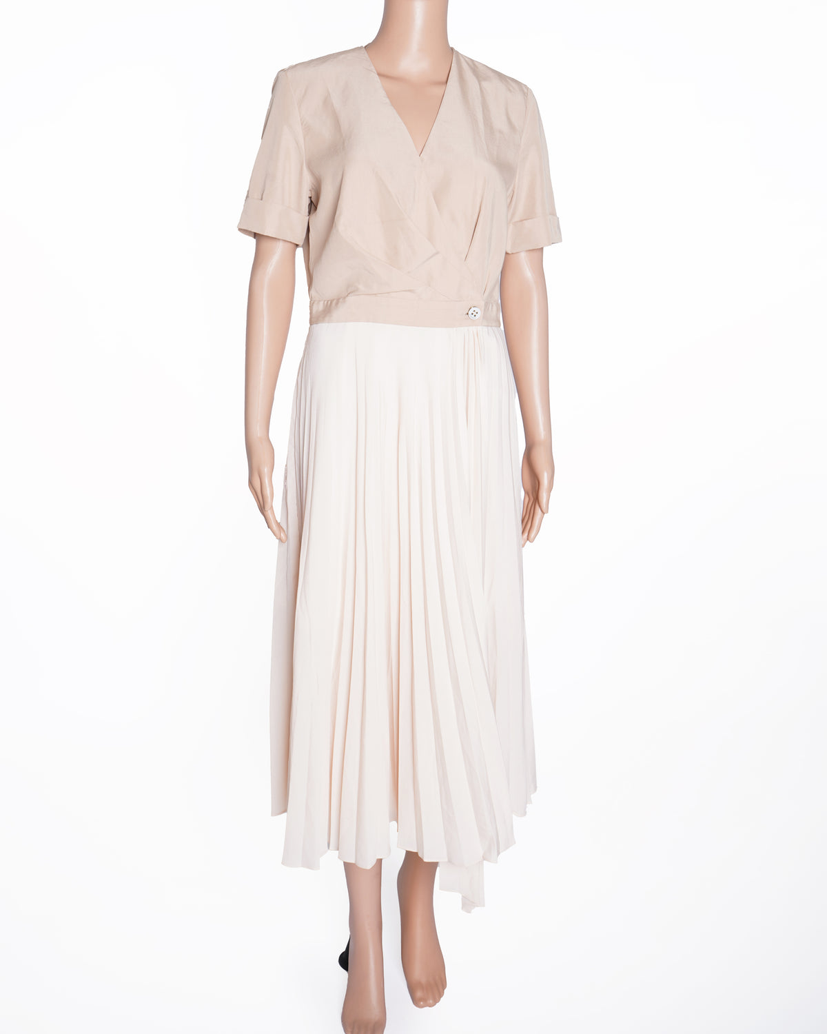 Sandro Beige Dress With Half Sleeves