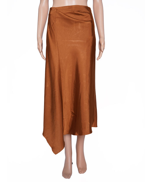 Reiss Asymmetric Skirt In Brown