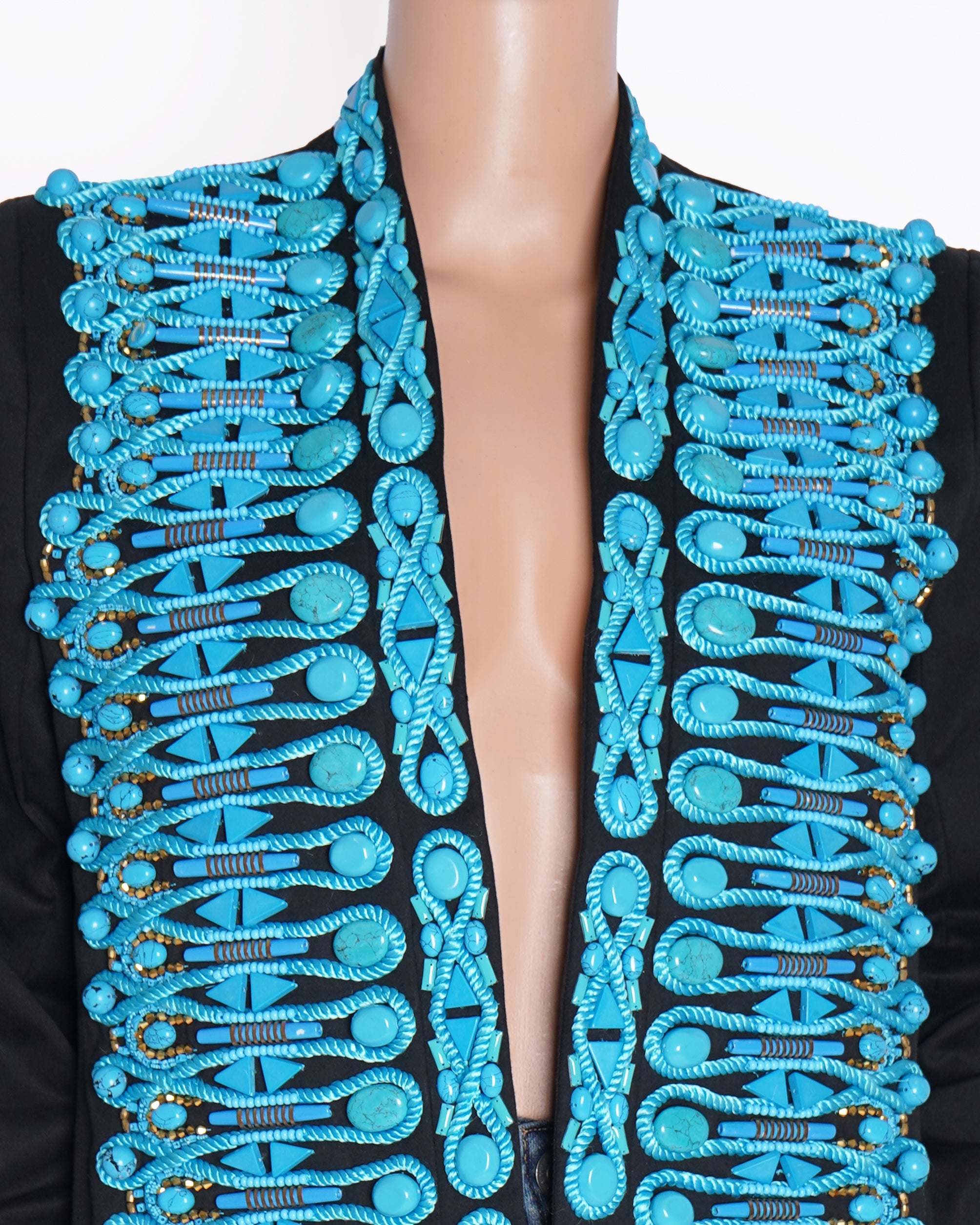 New Balmain Women's Embroidery Military Stand Collar Evening Party Slim Coat Jacket Blazer
