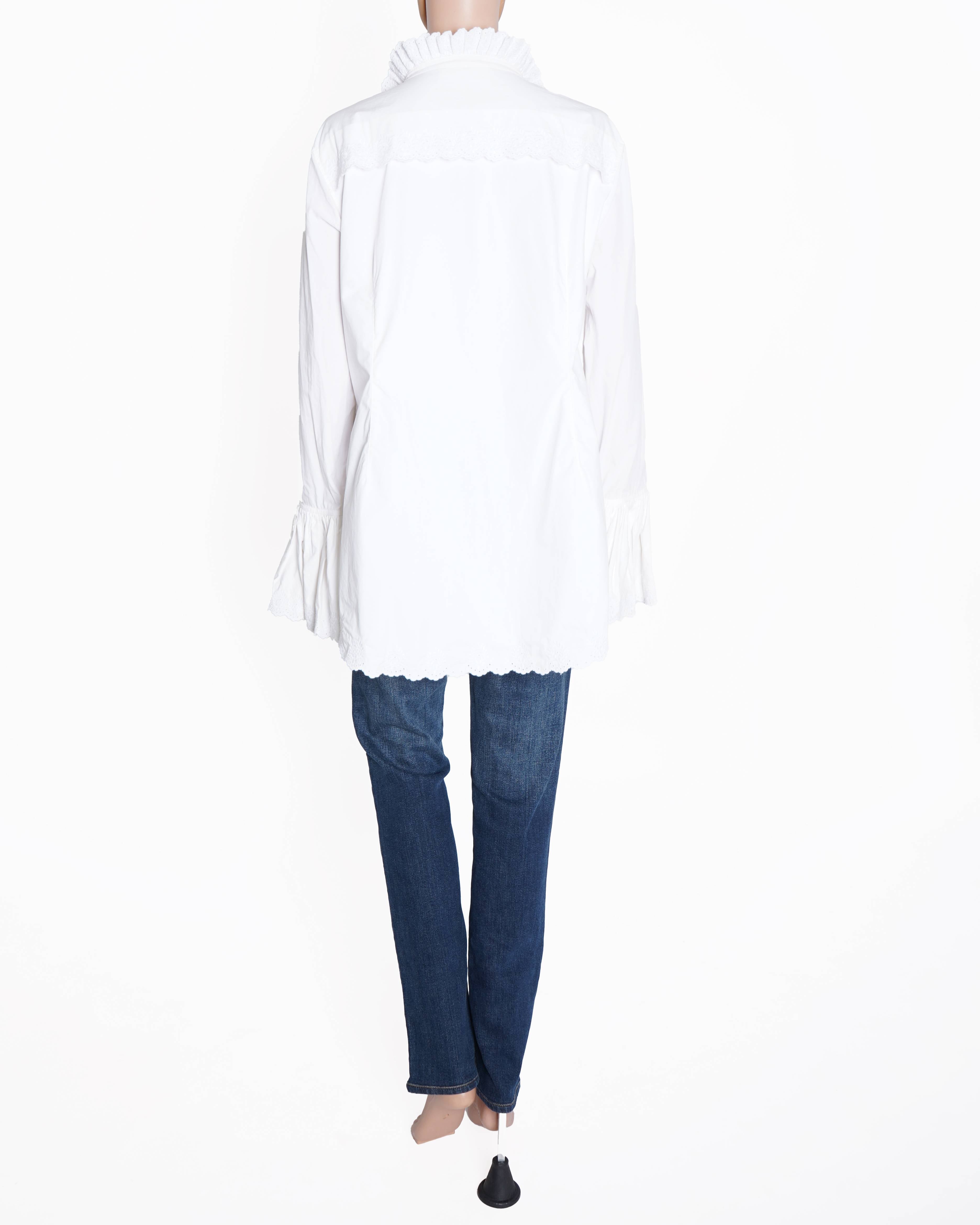New Rabanne x H&M White Ruffle Embroidered Top