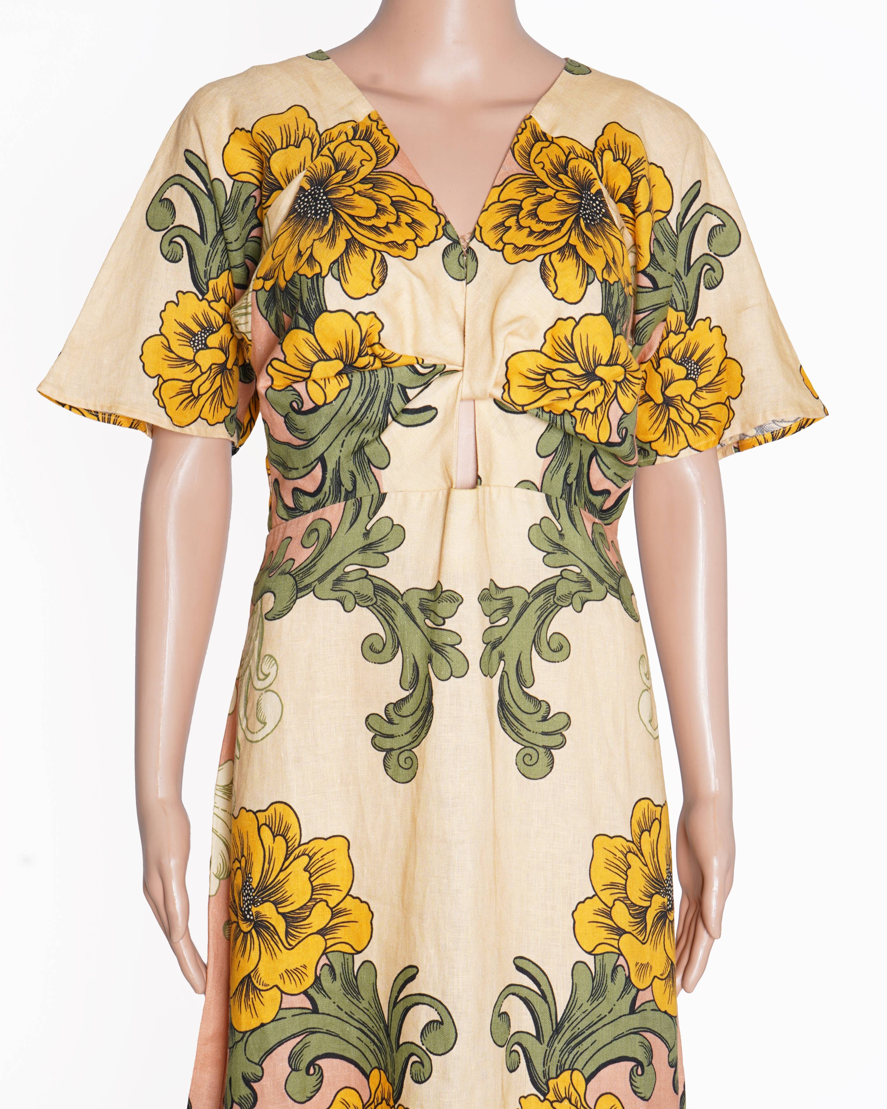 New Farm Rio delicate flower linen midi dress
