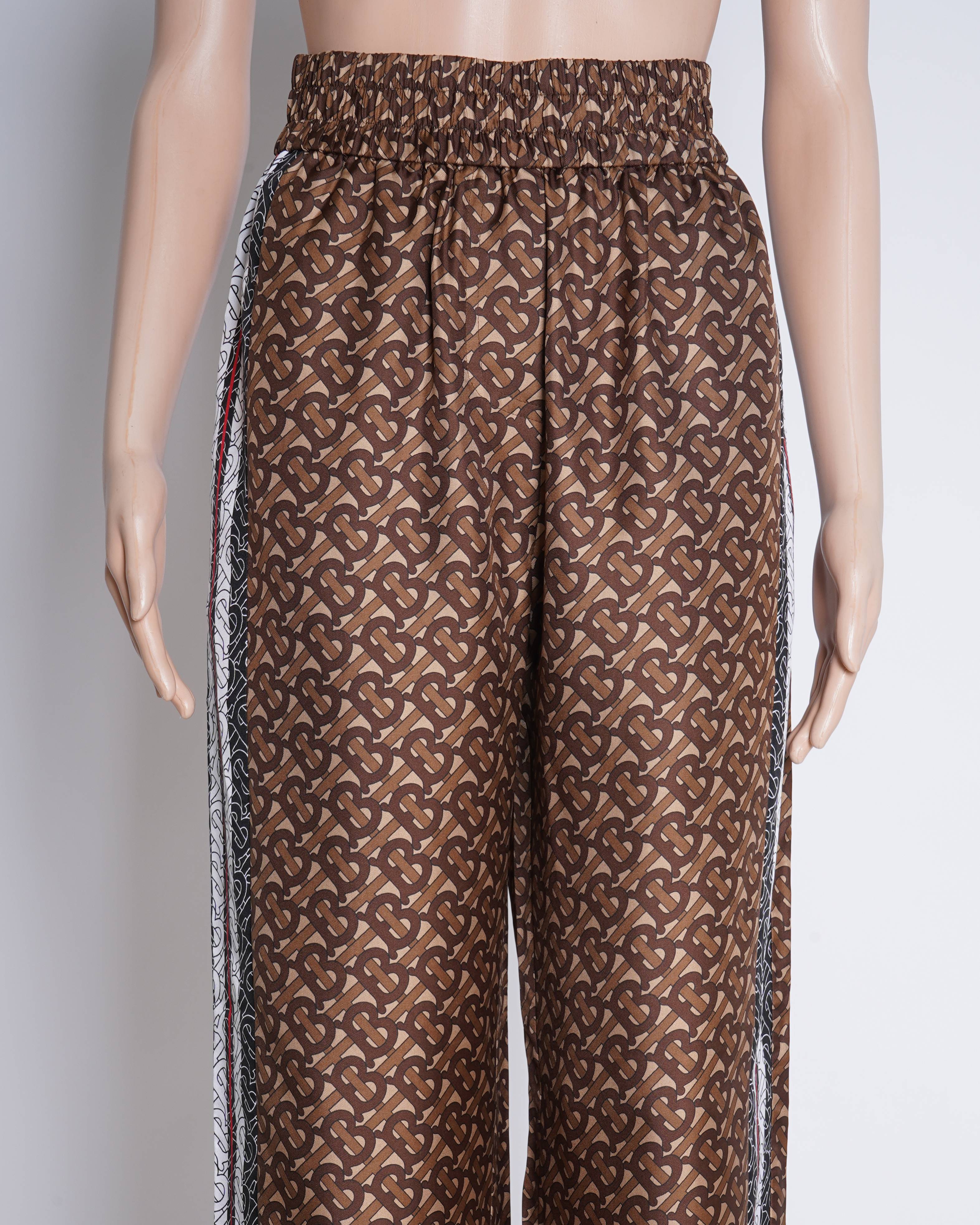 Burberry Silk Monogram Trousers Women's