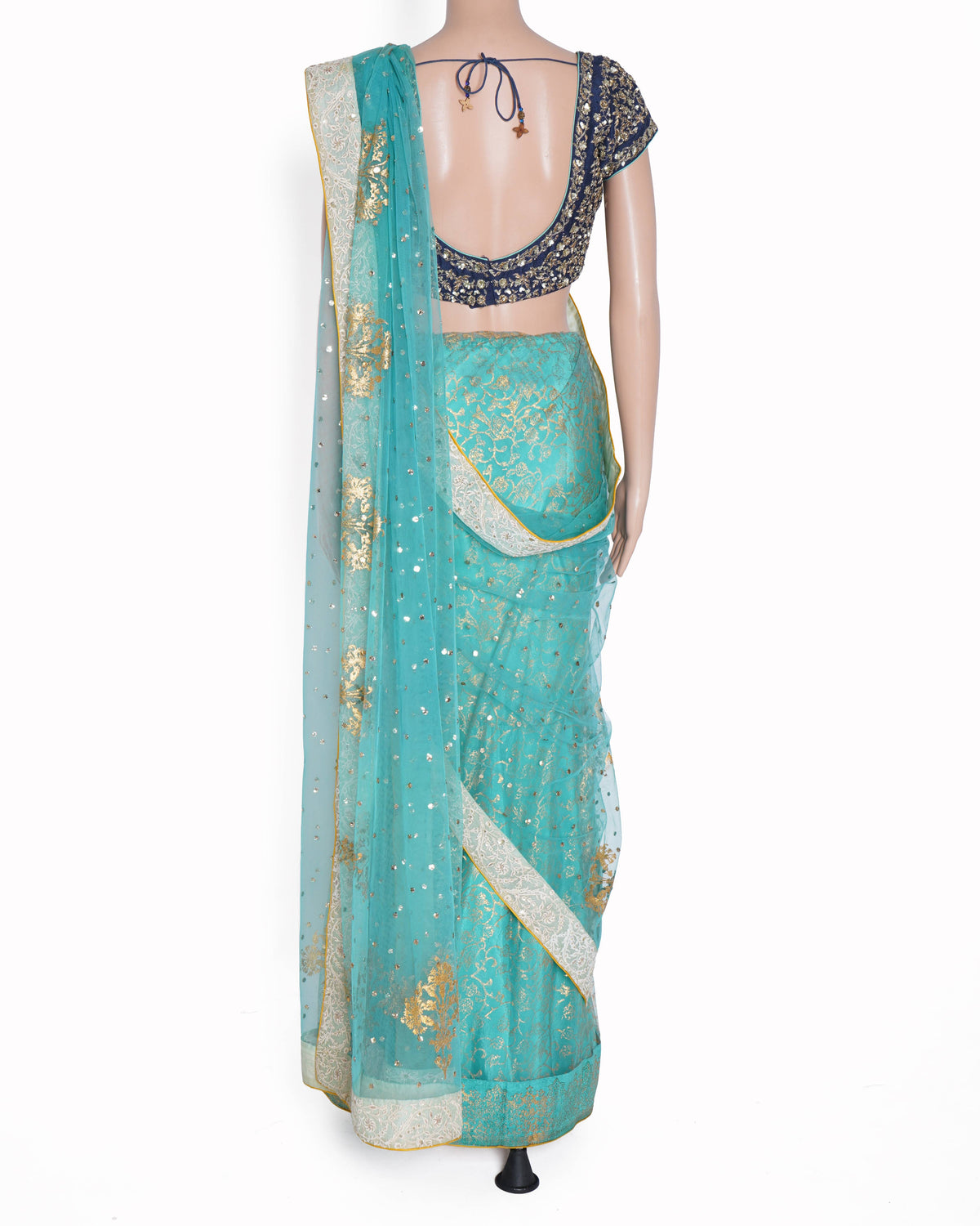 Anju Modi Blue Embroidered Saree