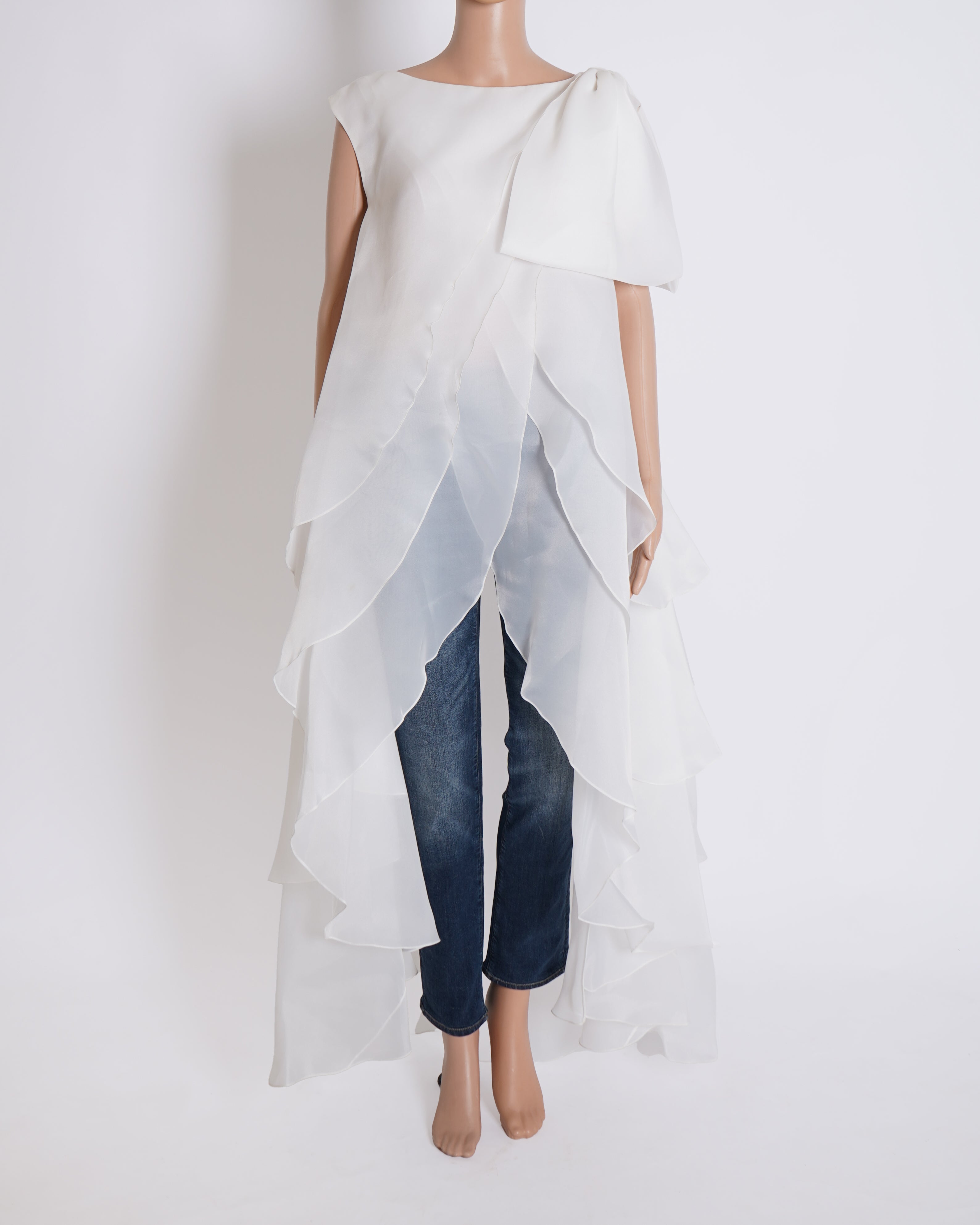 New Gauri & Nainika Layered Top In Ivory