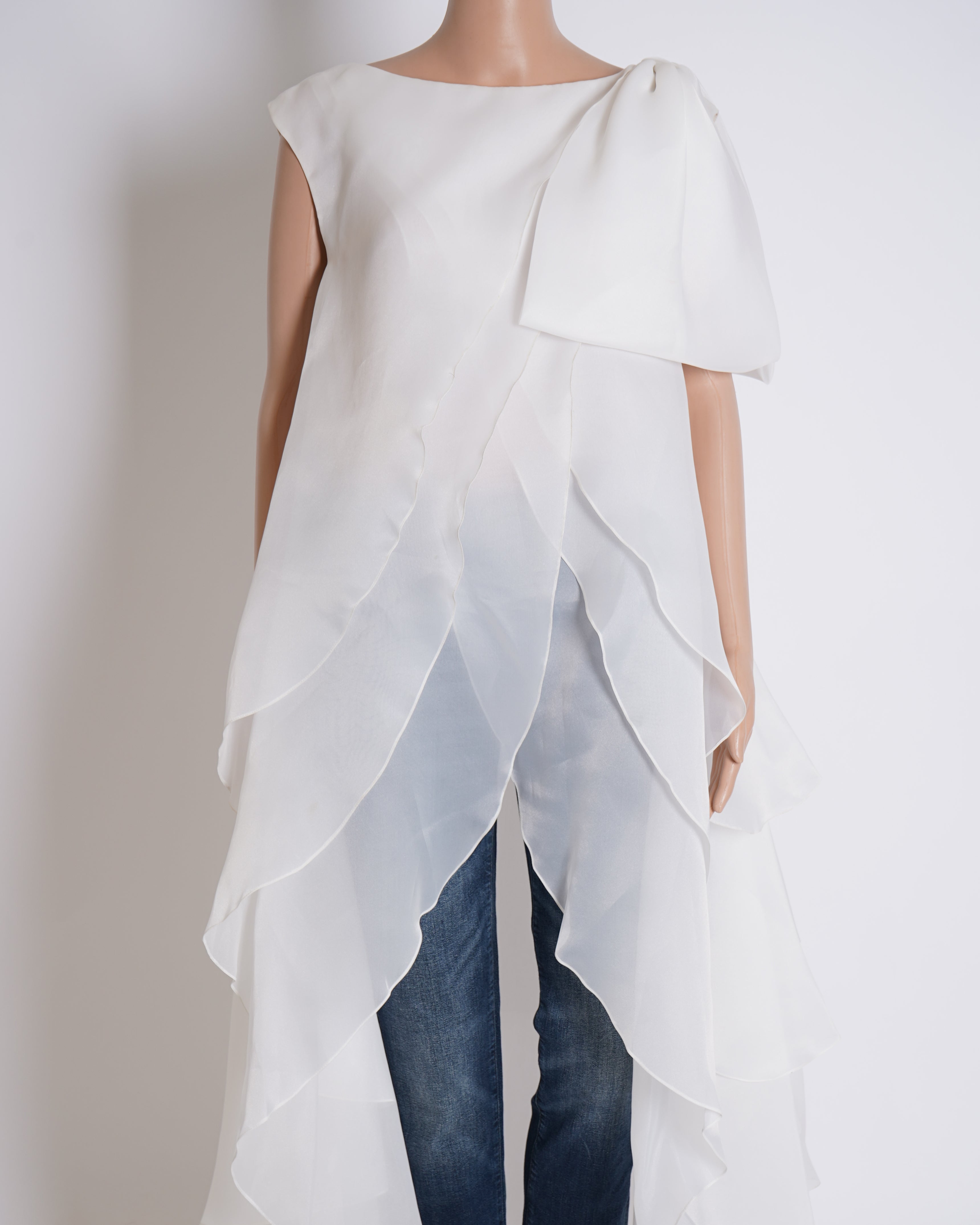 New Gauri & Nainika Layered Top In Ivory