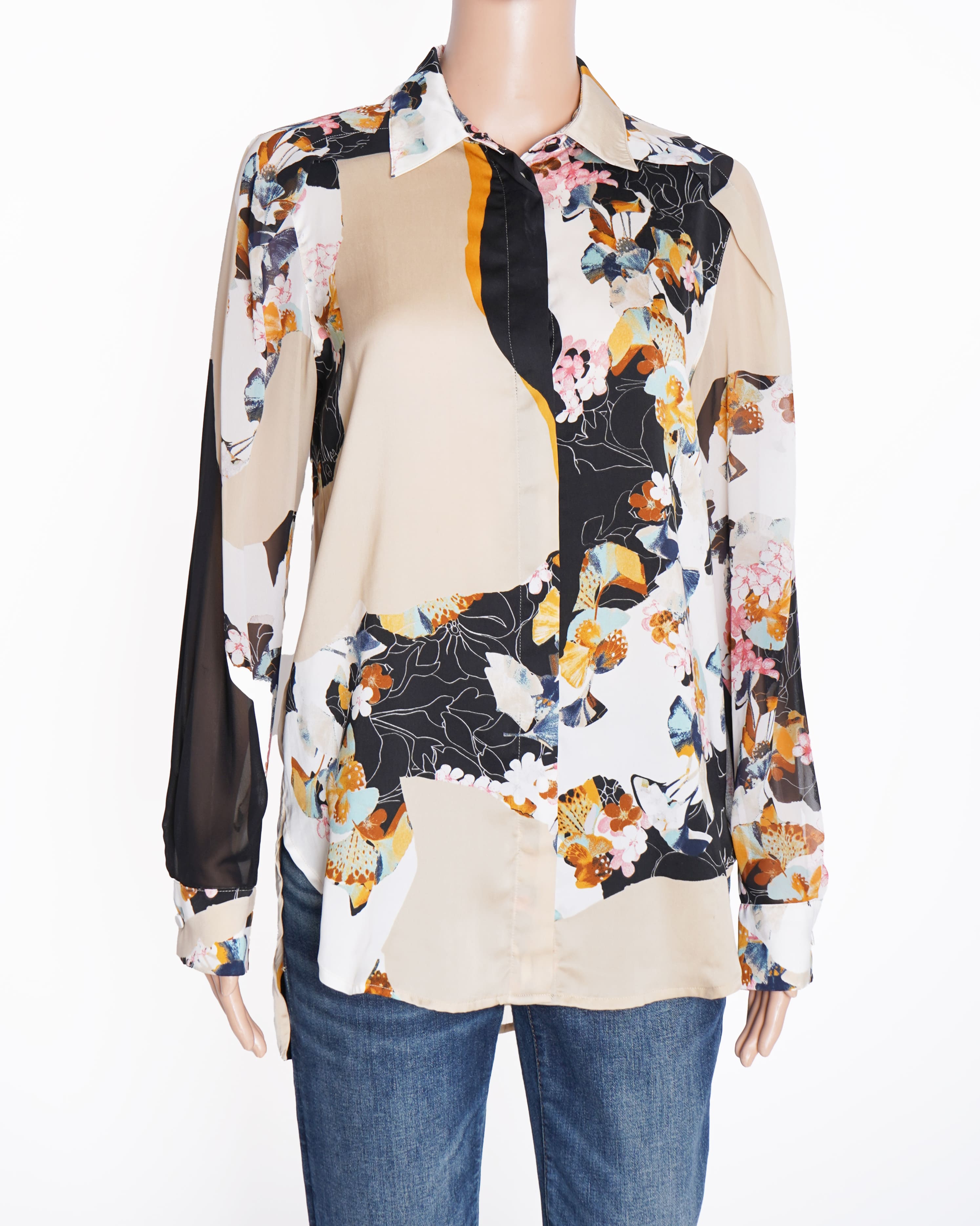 Phillip Lim beige and black floral shirt