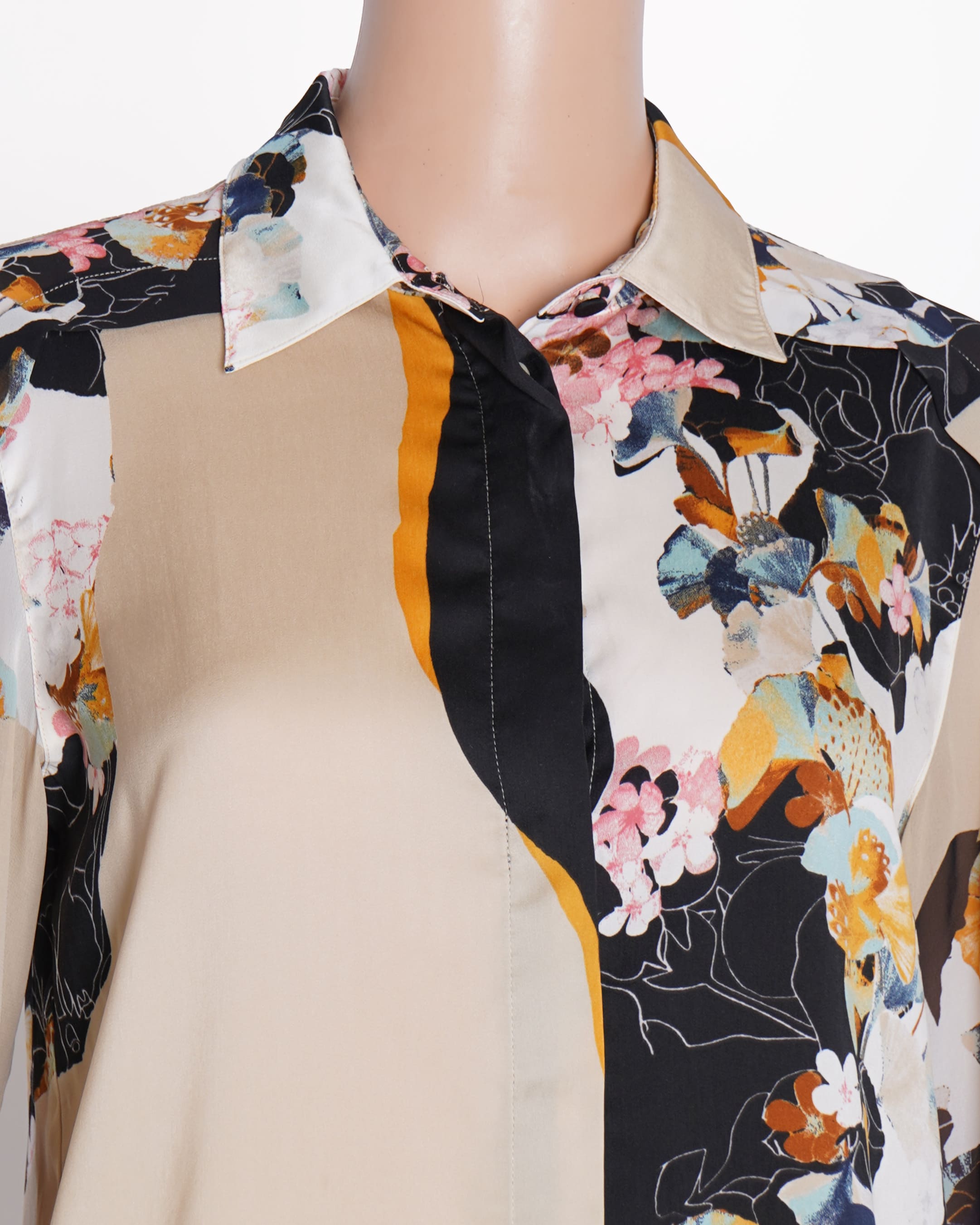 Phillip Lim beige and black floral shirt