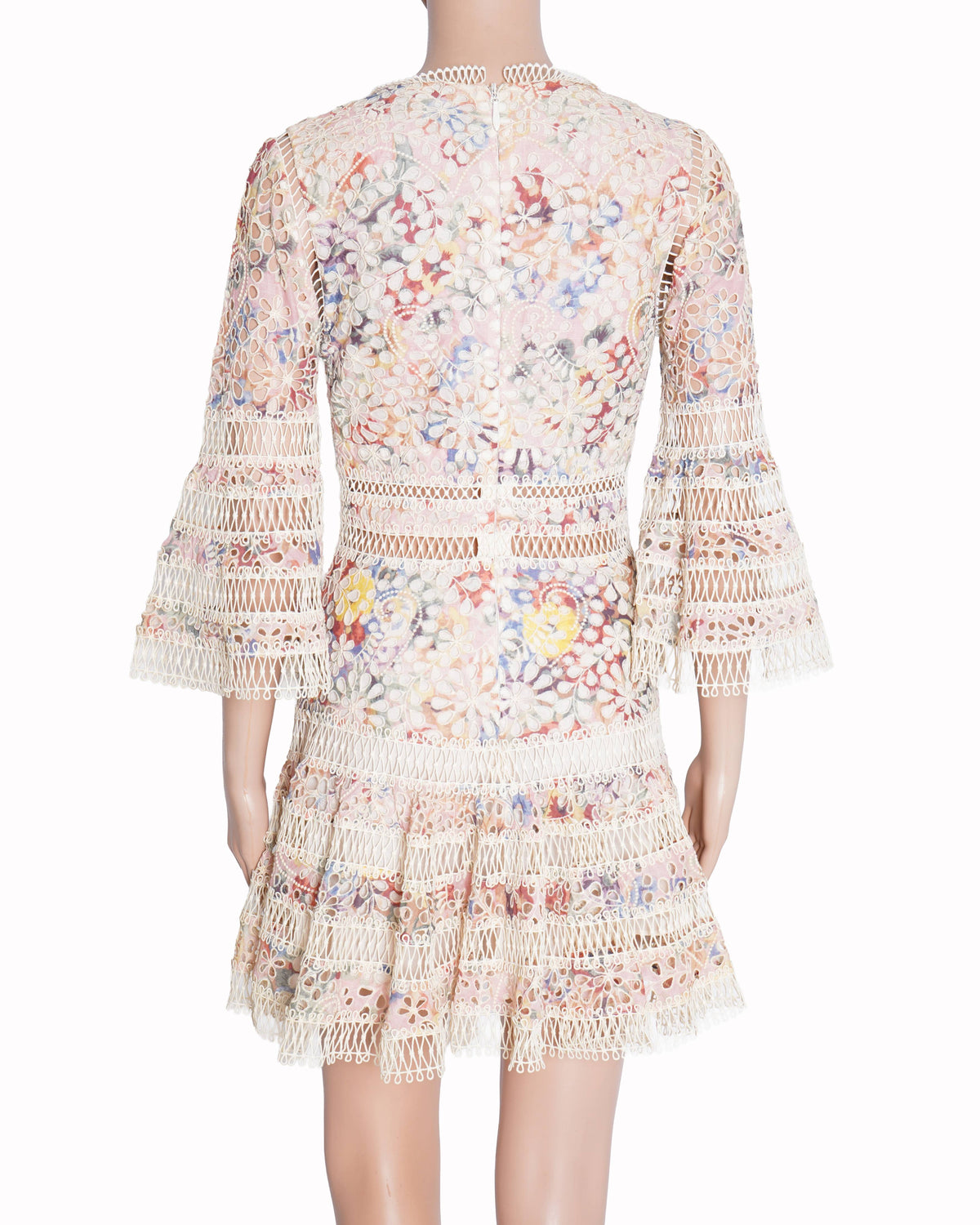 Zimmermann Floral Lace Mini Dress In Multicolour