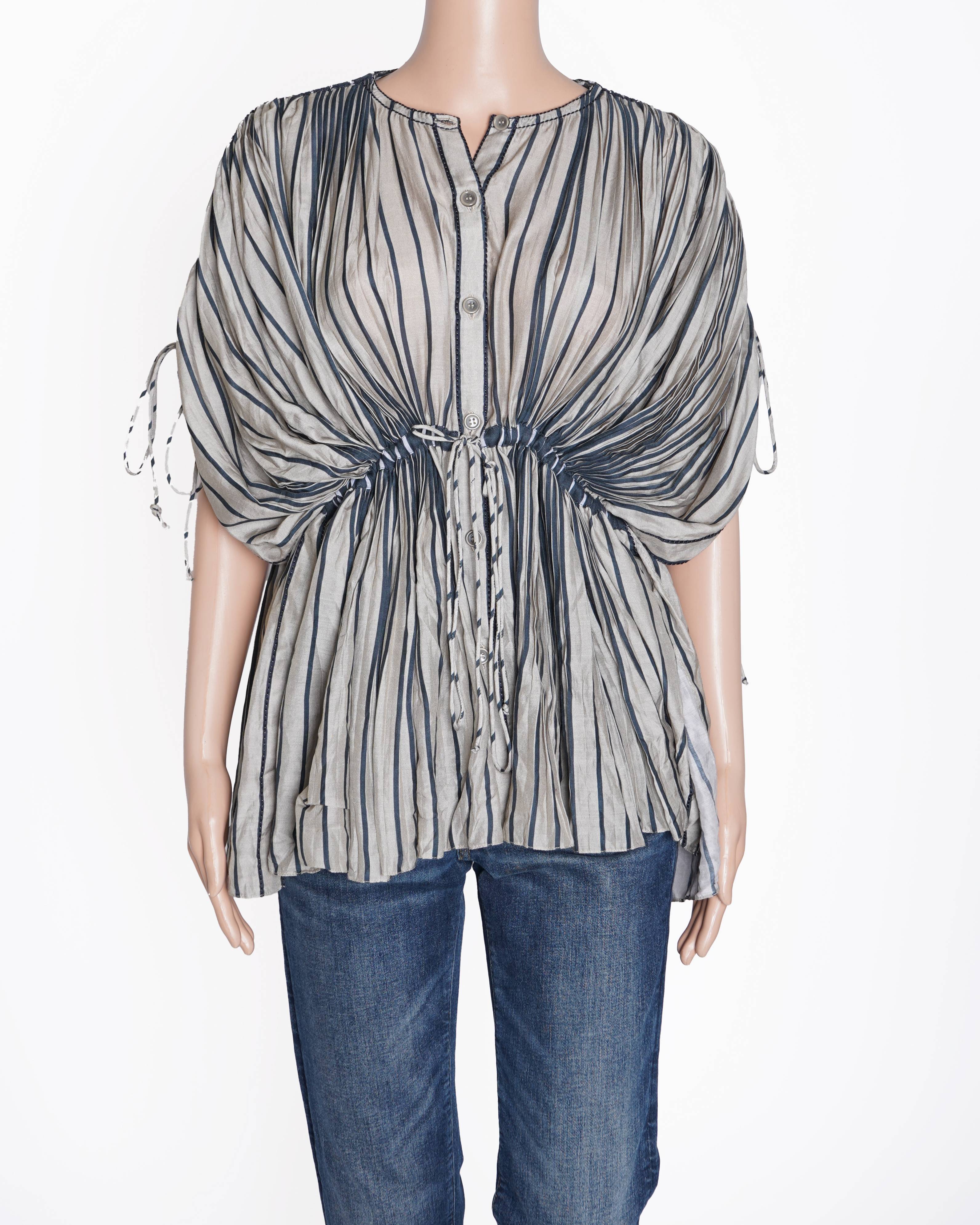 Saaksha & Kinni Striped Pleated Top
