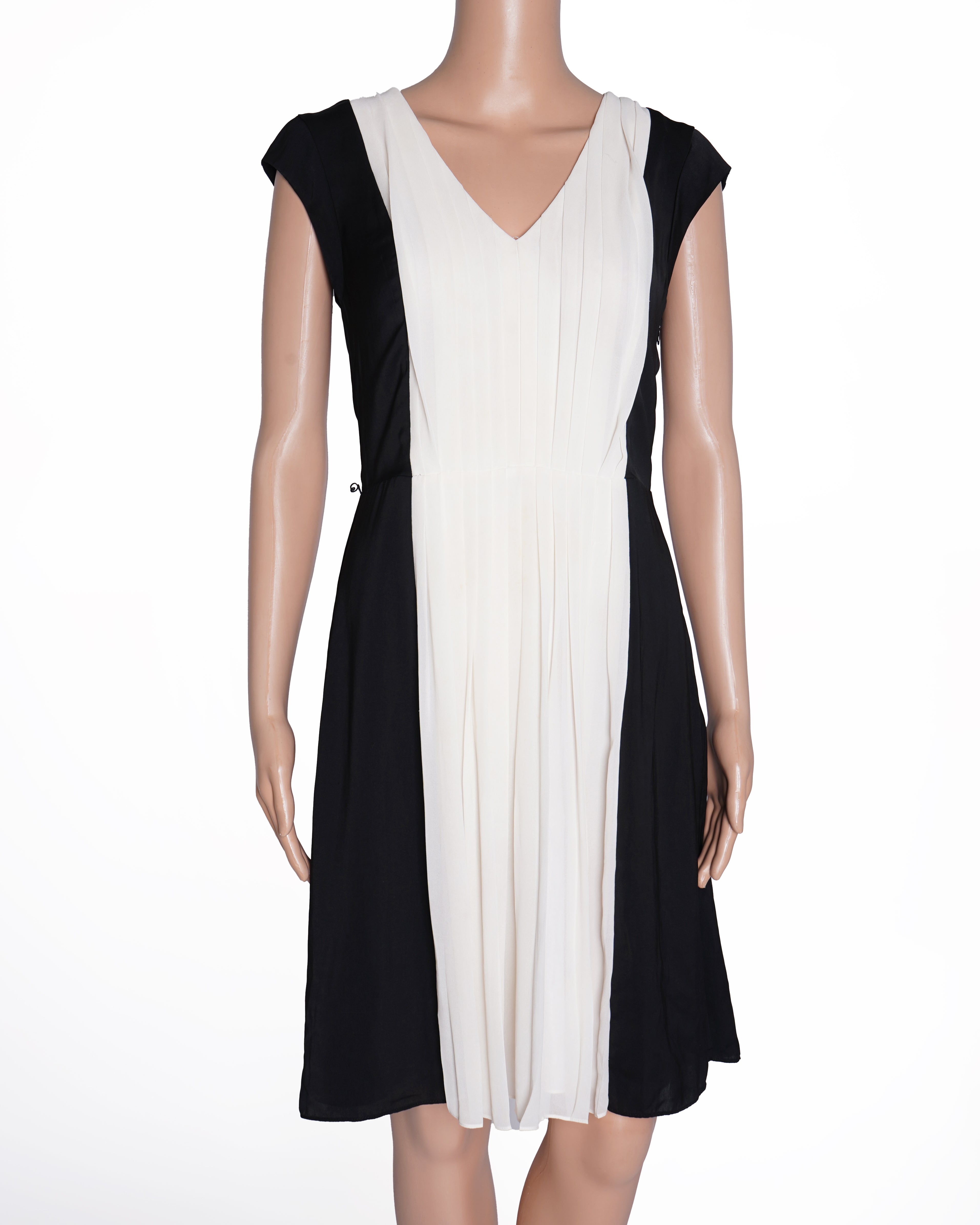 DKNY Pleated Dress In Black & White