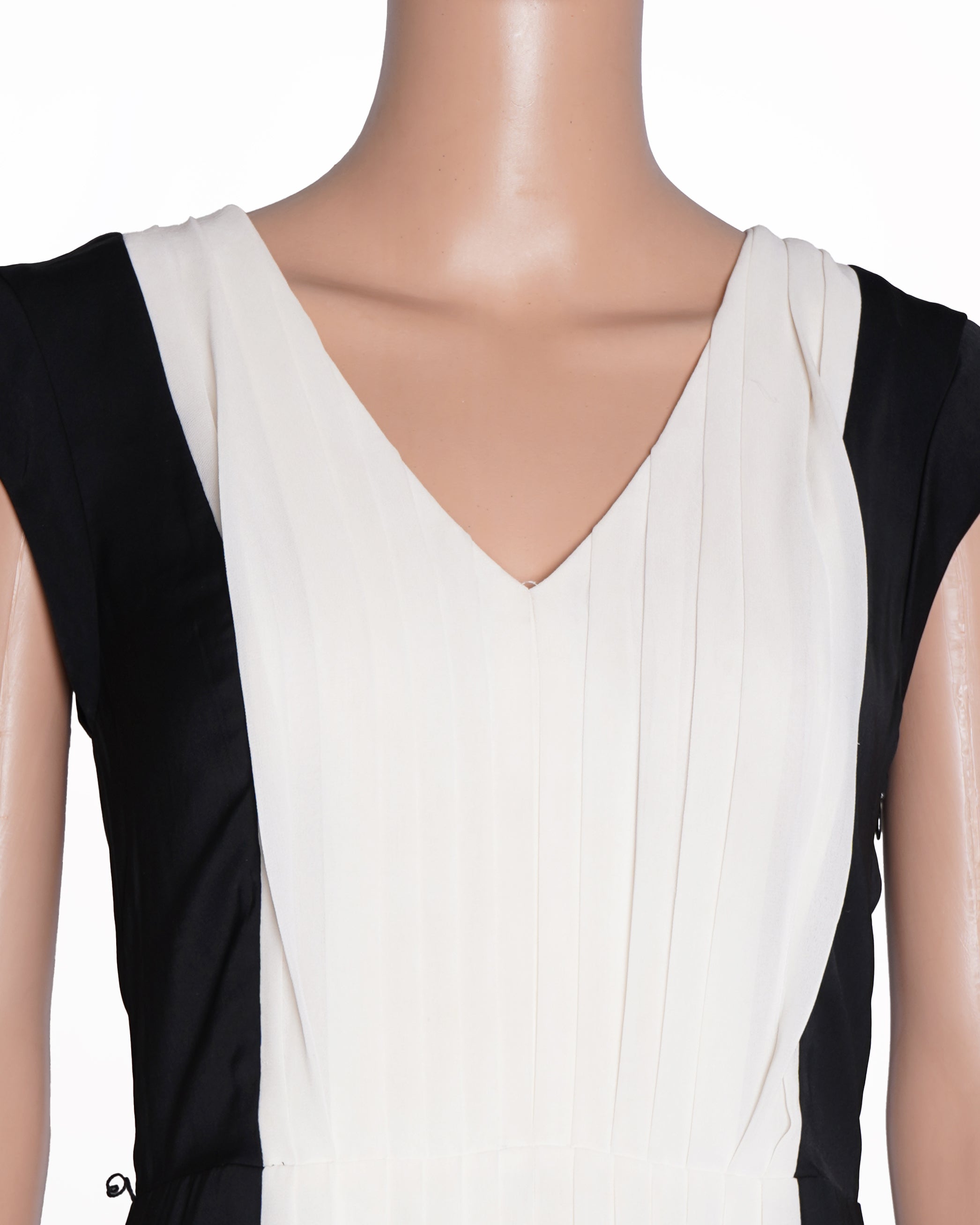 DKNY Pleated Dress In Black & White