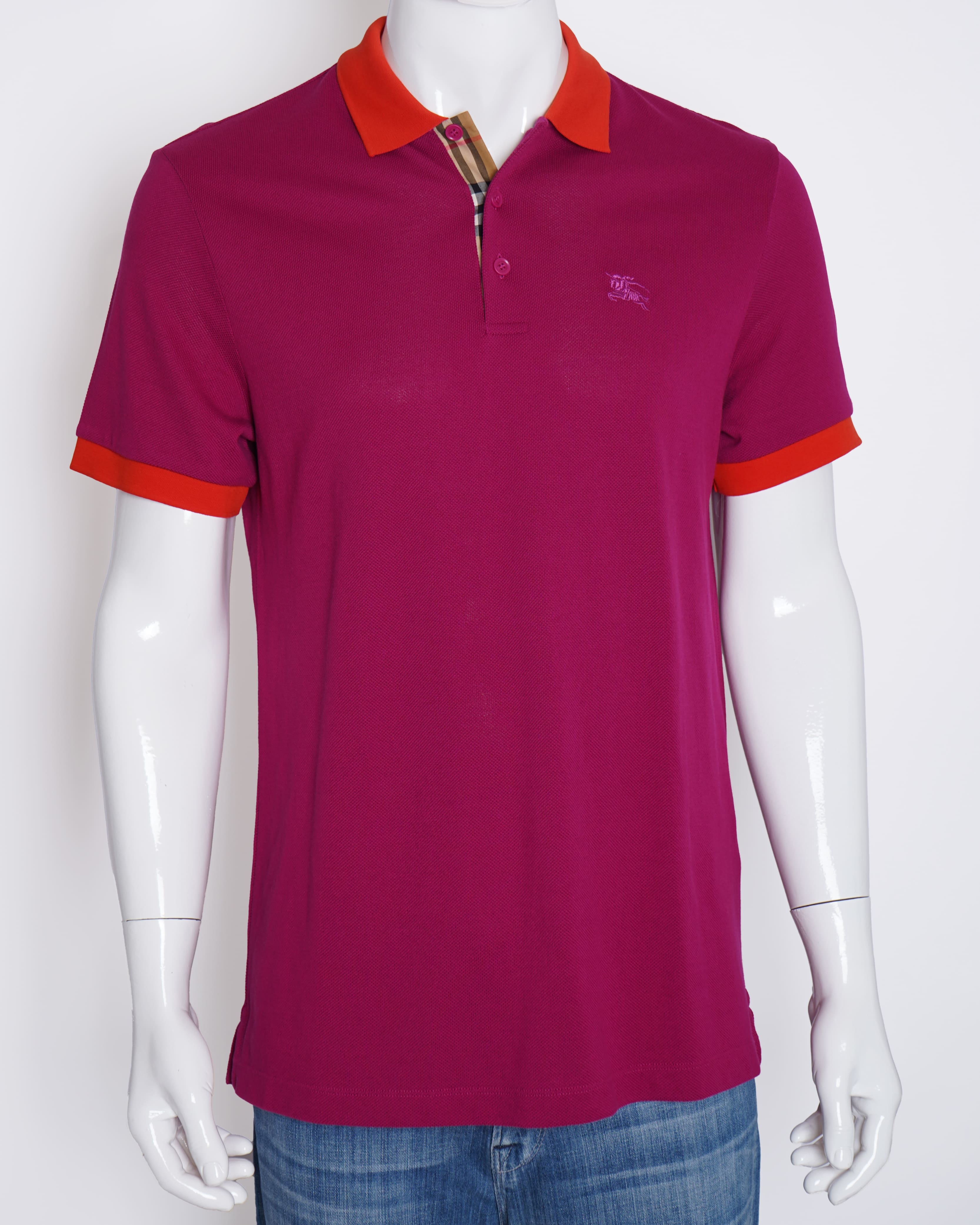 Burberry red and purple half sleeve polo tshirt for men