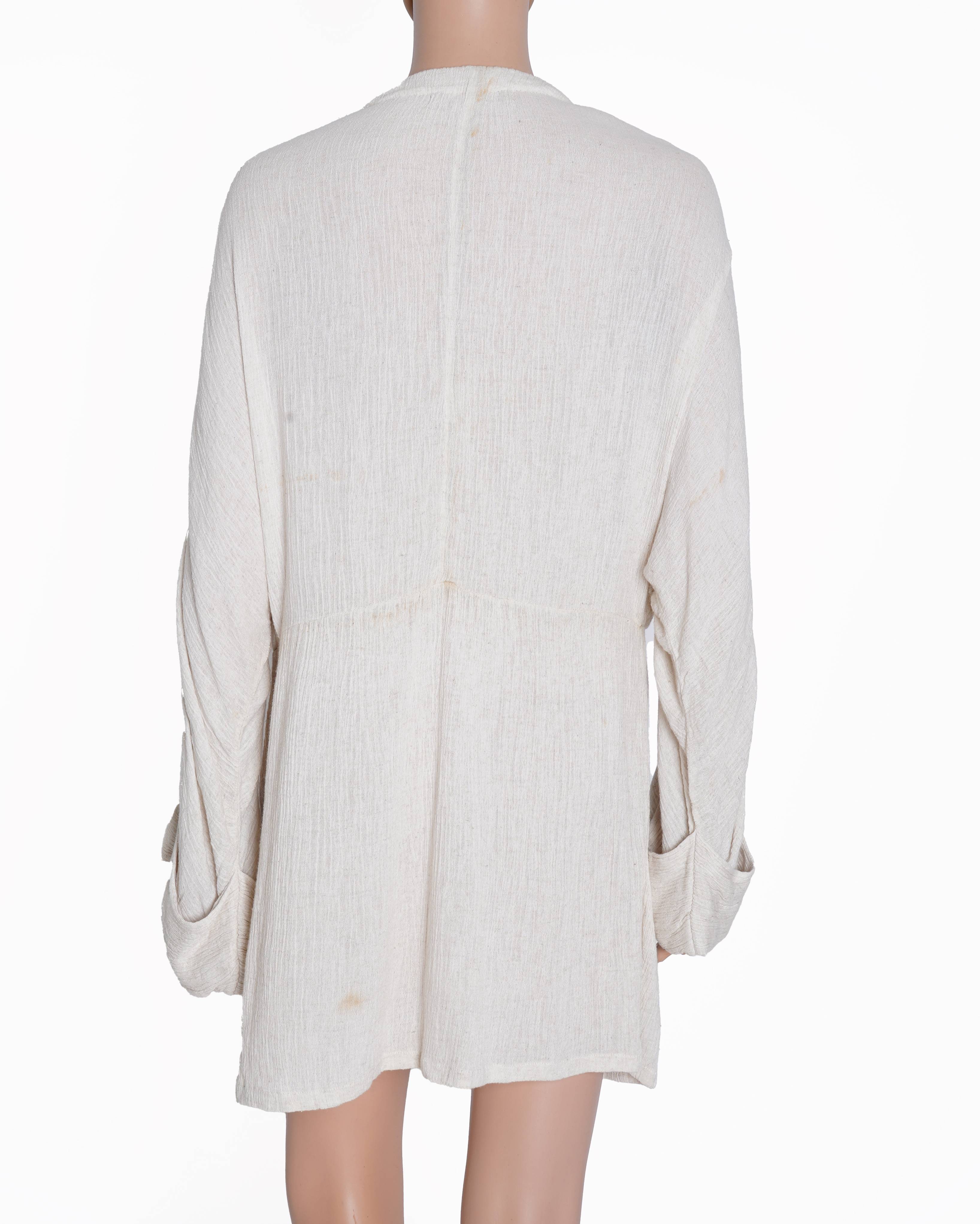 Rara Avis Tunic In Beige With Gathered Full Sleeves