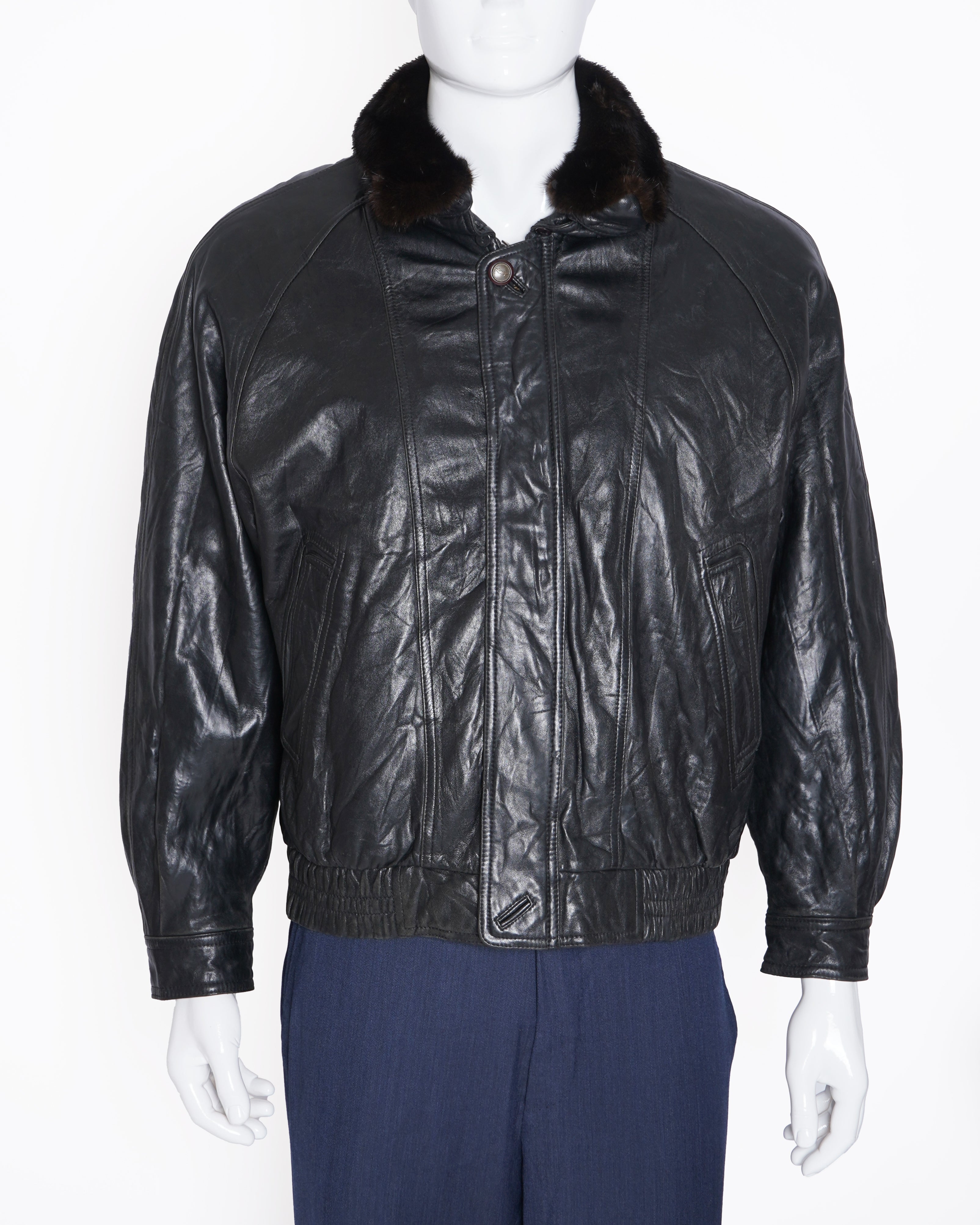 Saint laurent leather and fur jacket