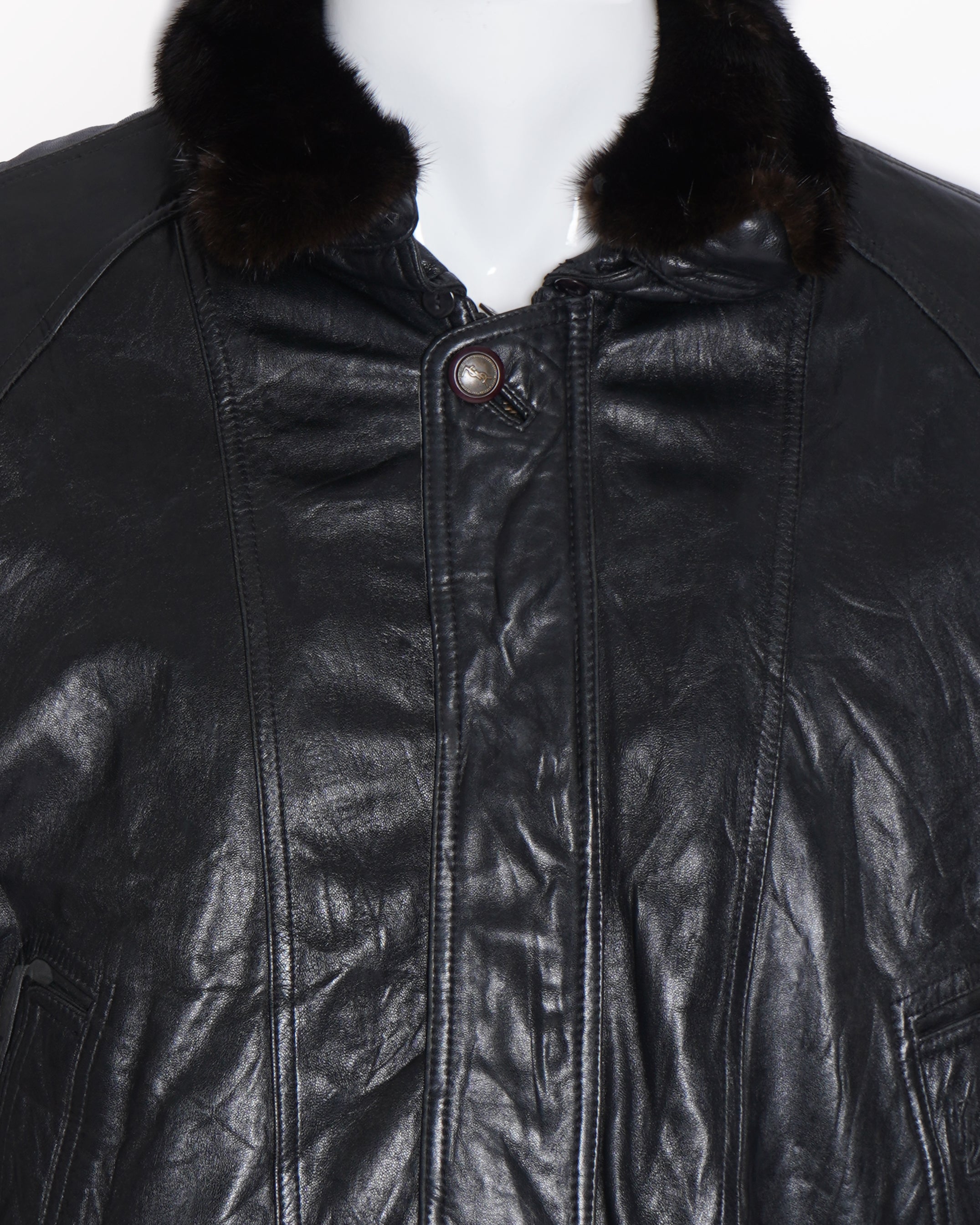 Saint laurent leather and fur jacket