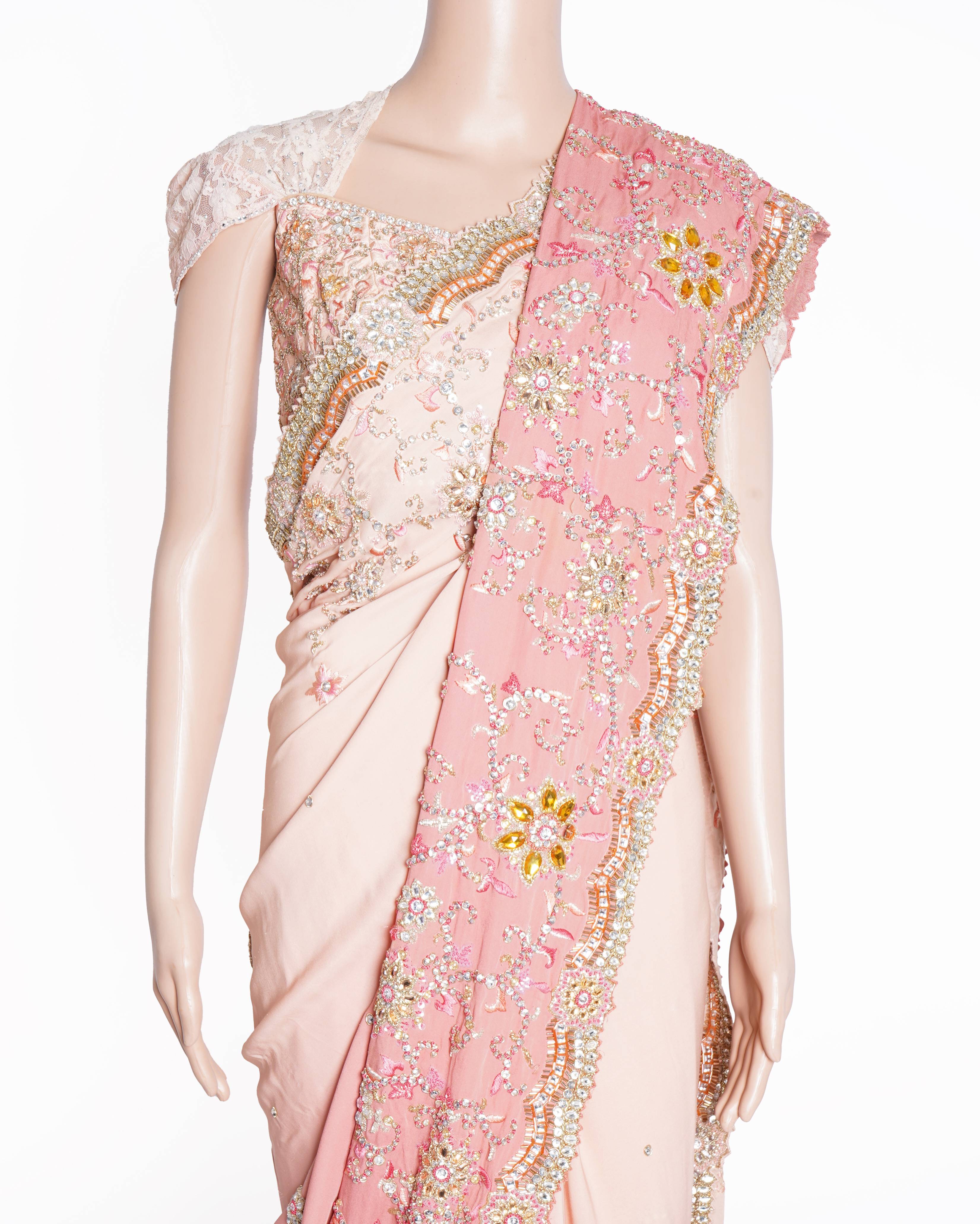 New Tarun Tahiliani Classic  Embroidered ombre shade Saree set of 3