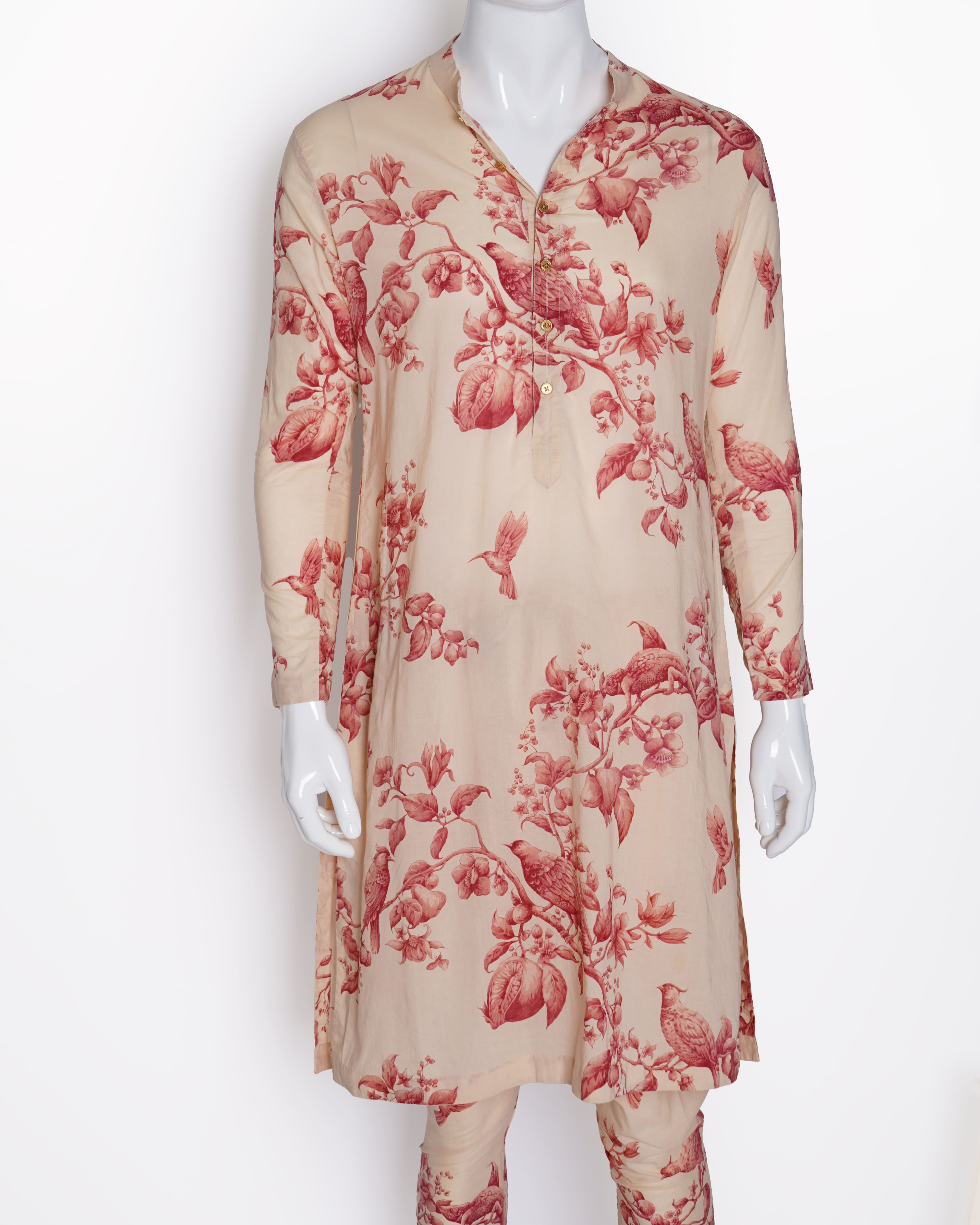 Sabyasachi nature print kurta set in fine cotton malmal