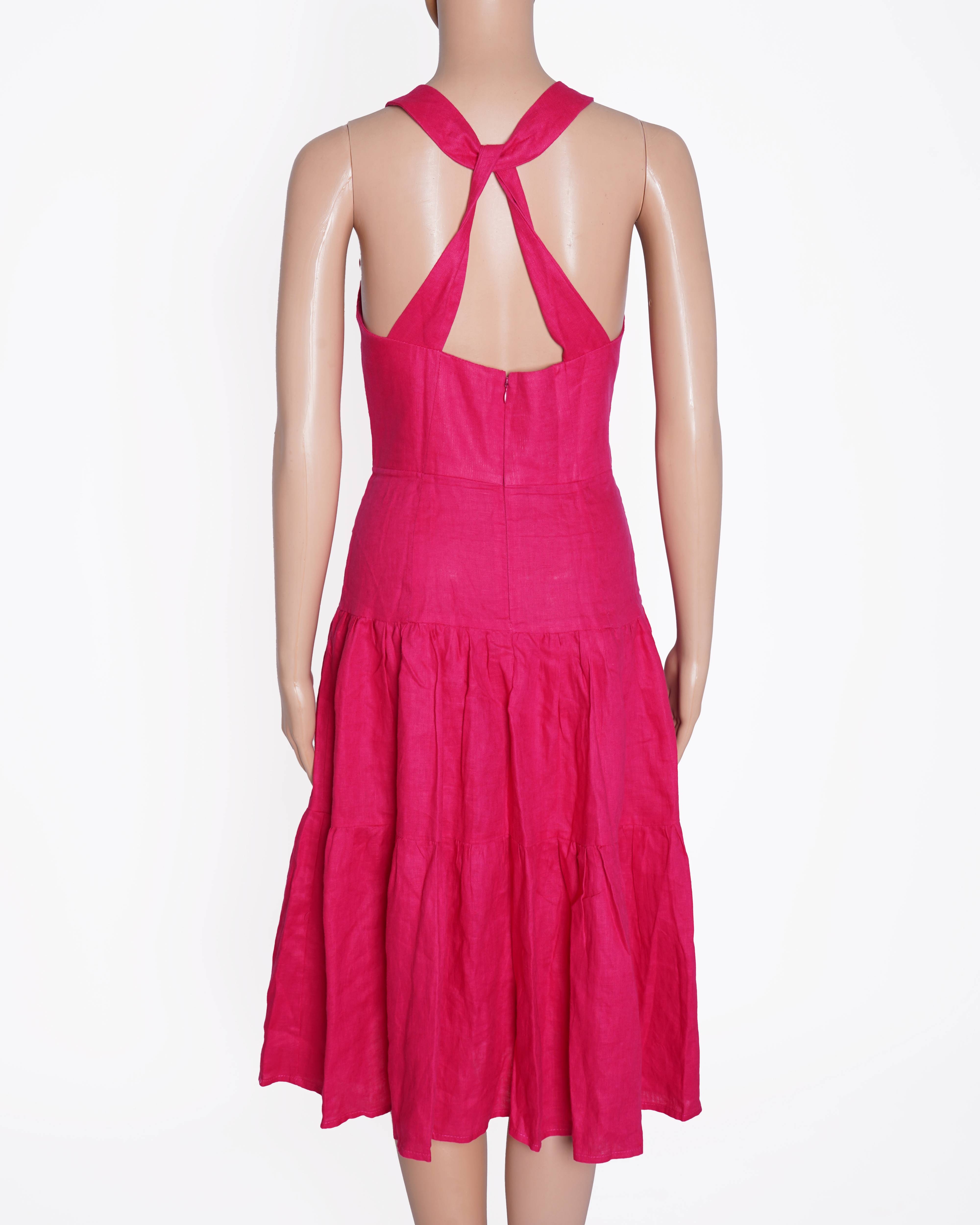 Caroll Midi Dress In Hot Pink