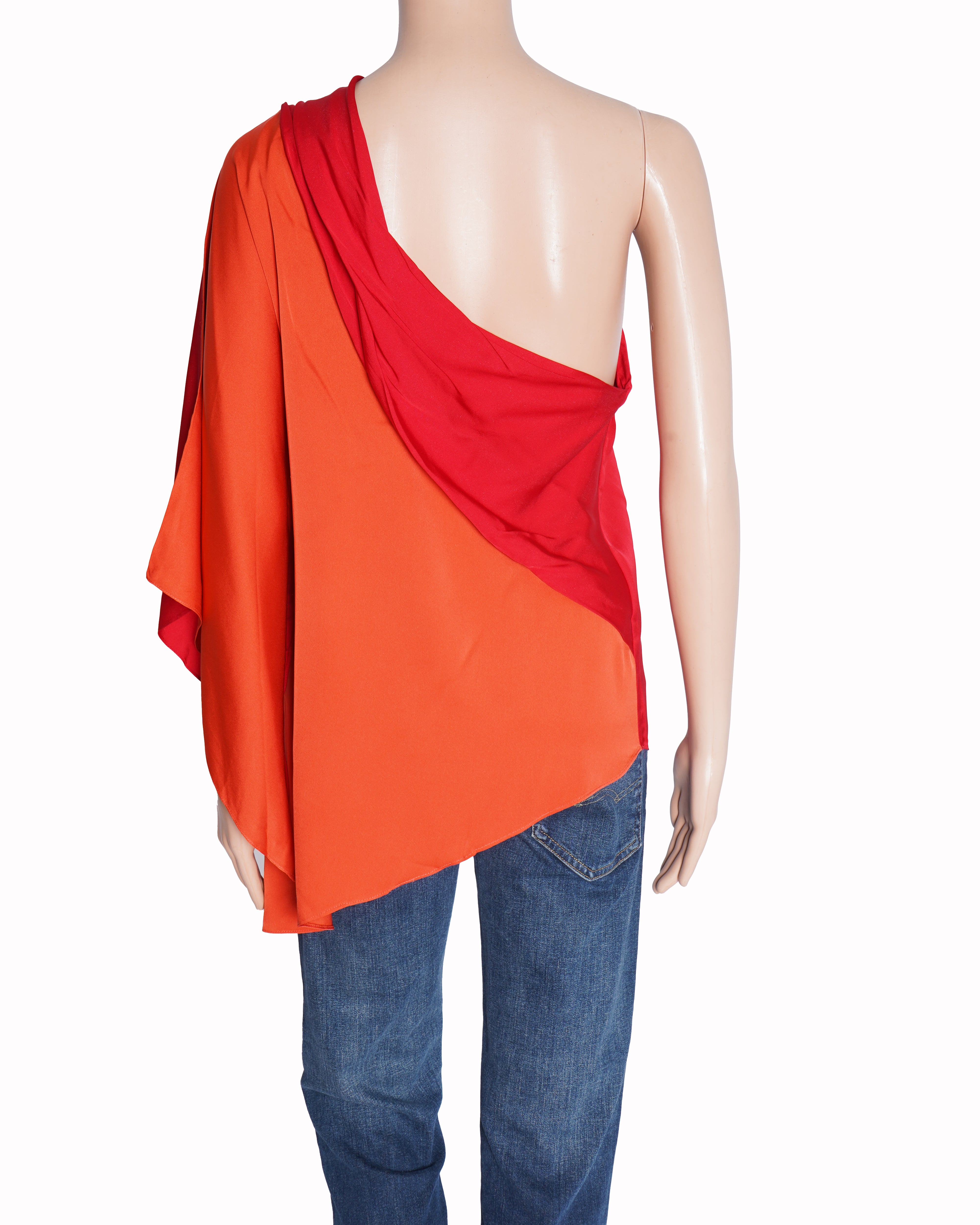 Elie Tahari Single SHoulder Top In Red