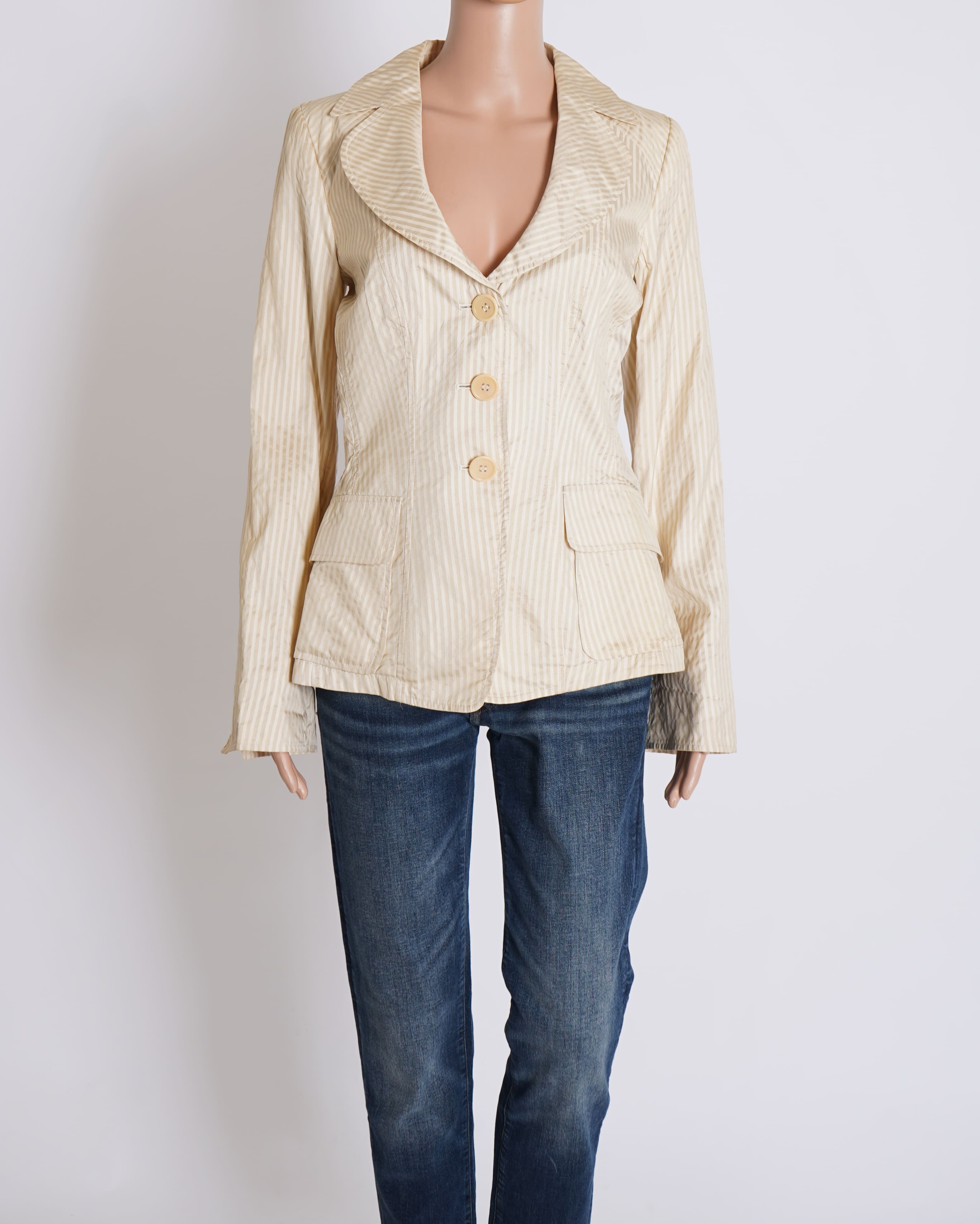 New Armani Collection Women's Stripe Blazer In Beige