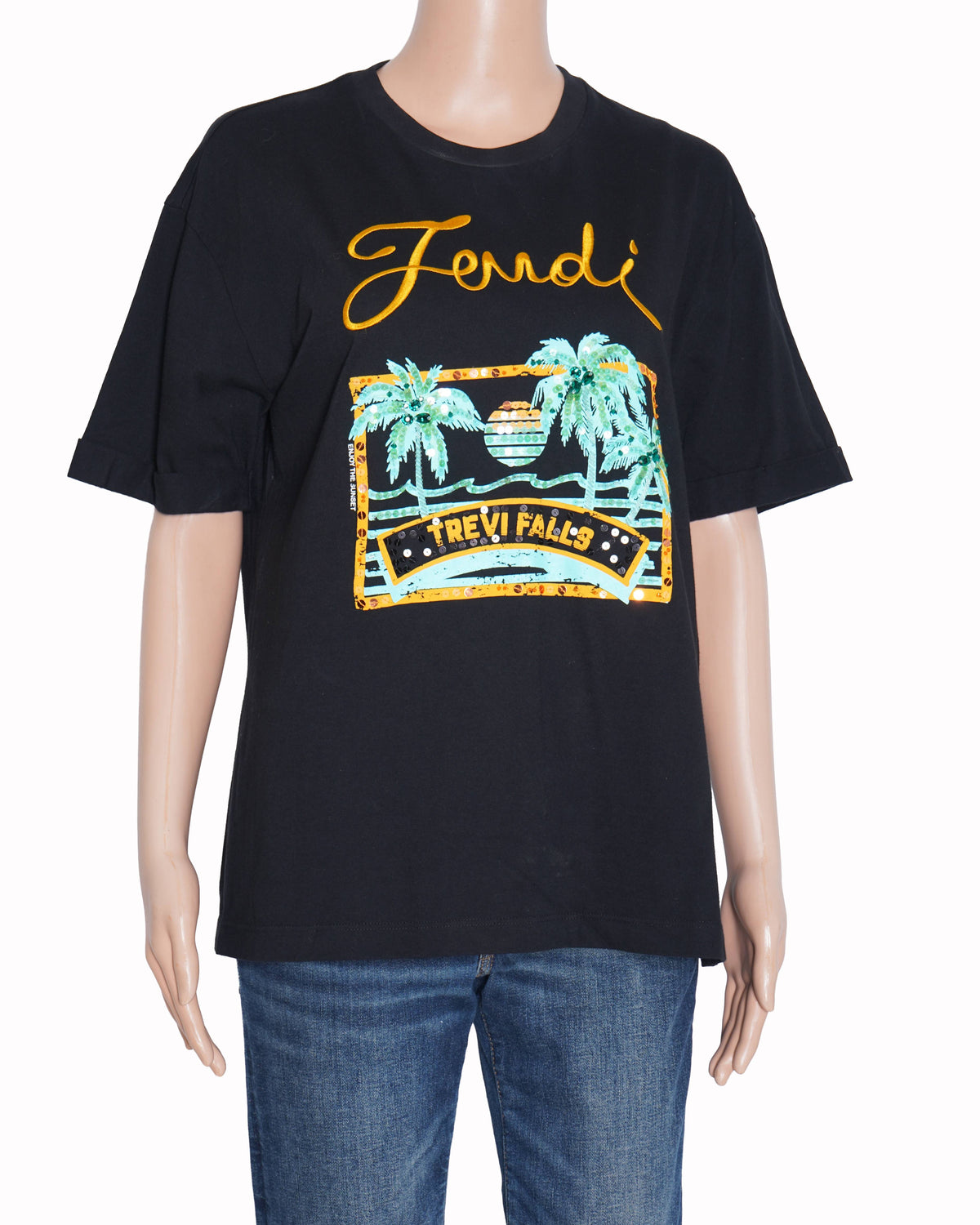 Fendi 2018 trevi falls with sequin accents Tshirt
