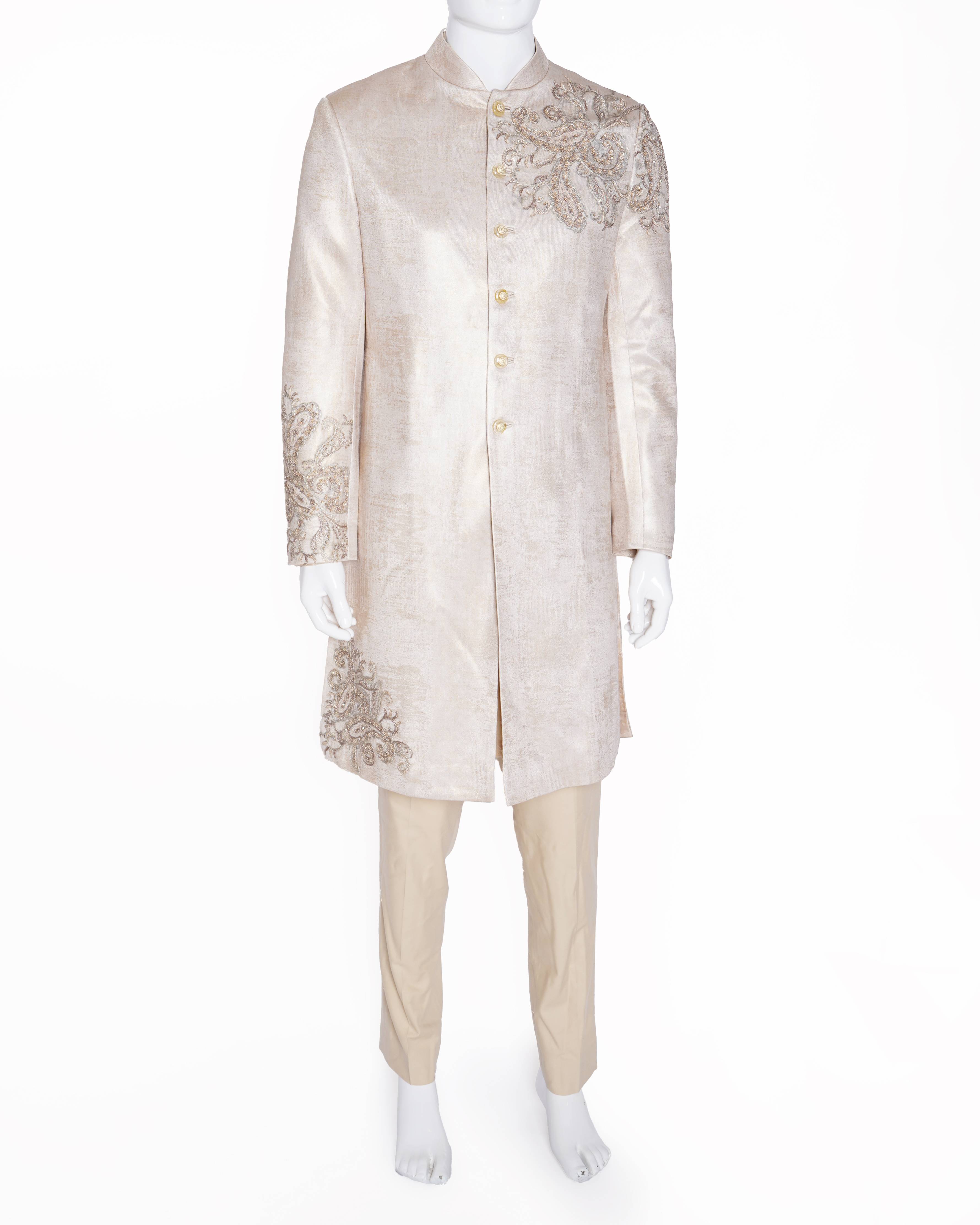 Tarun Tahiliani Men's Bandhgala Set In Ivory (Set of 3)