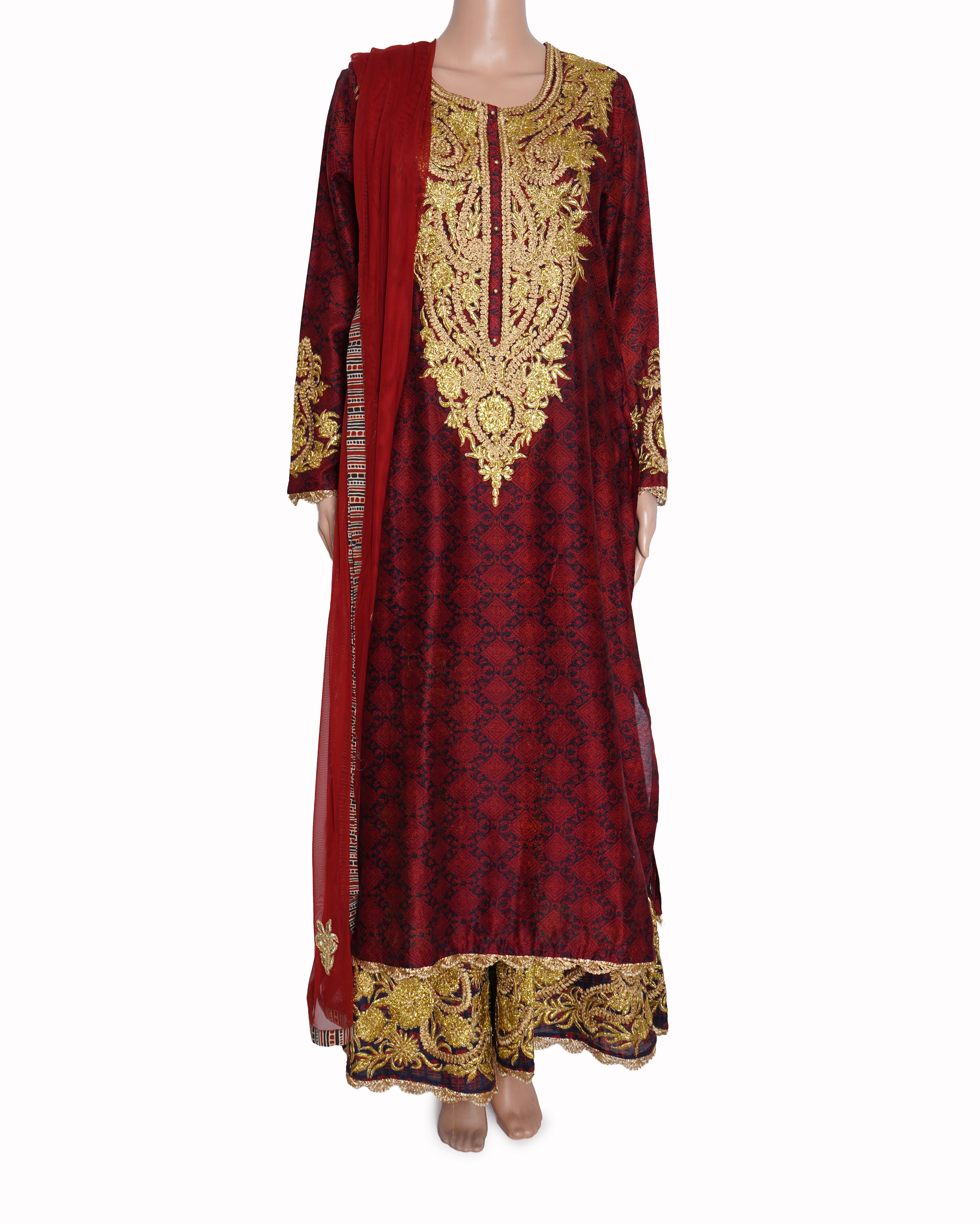 Heena Kochhar Sharara Set Of 3 In Maroon