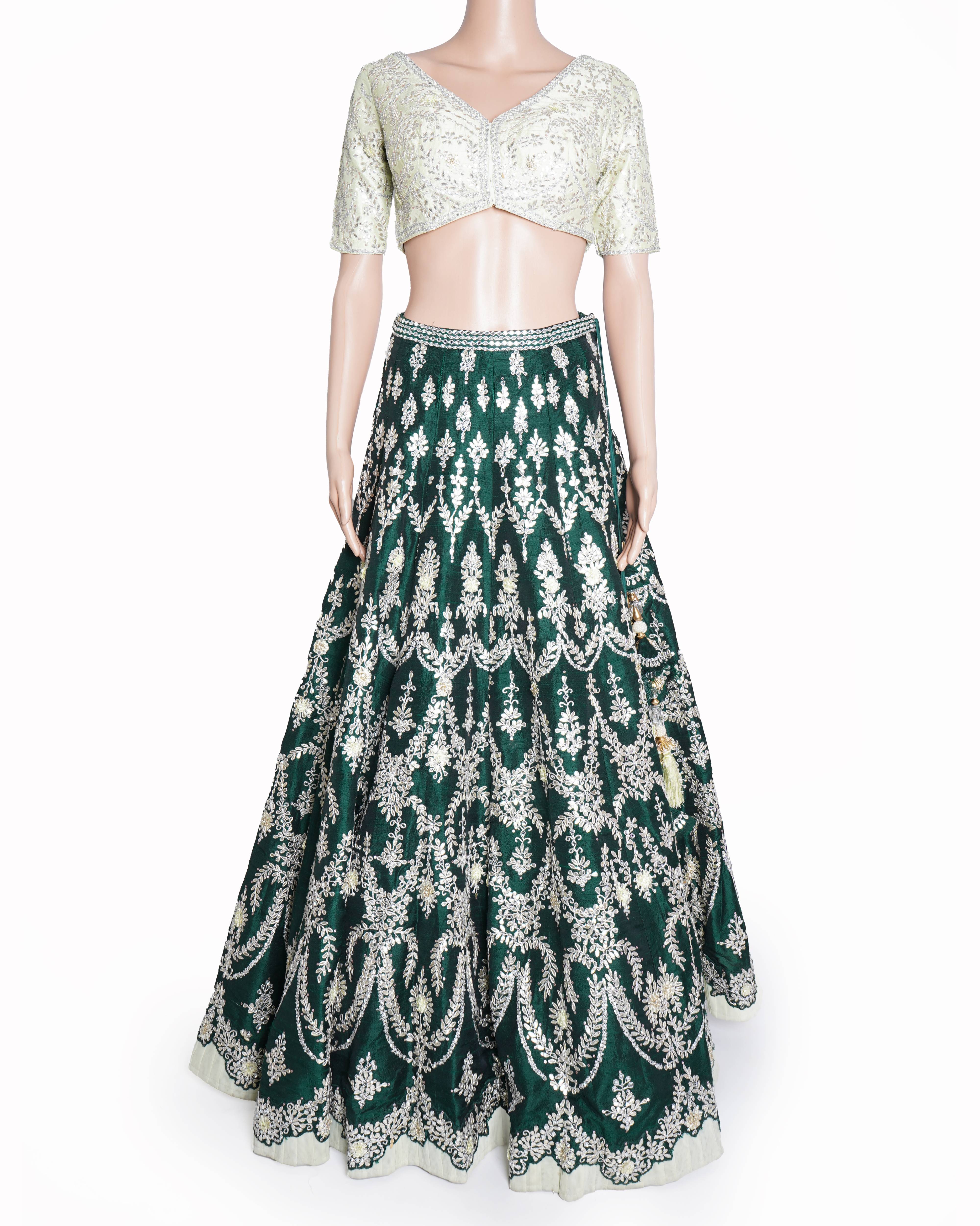 Seema Gujral green embroidered lehenga with blouse