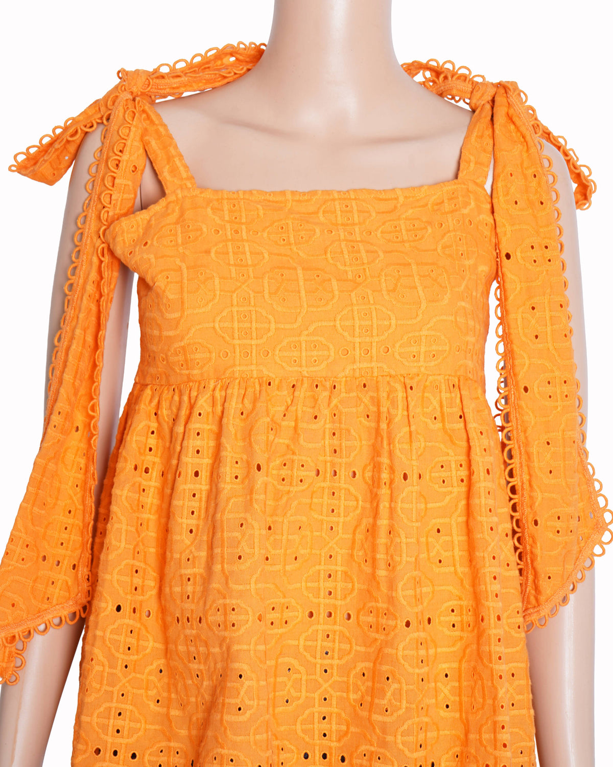 Malie Orange Eyelet Tie-Up Top