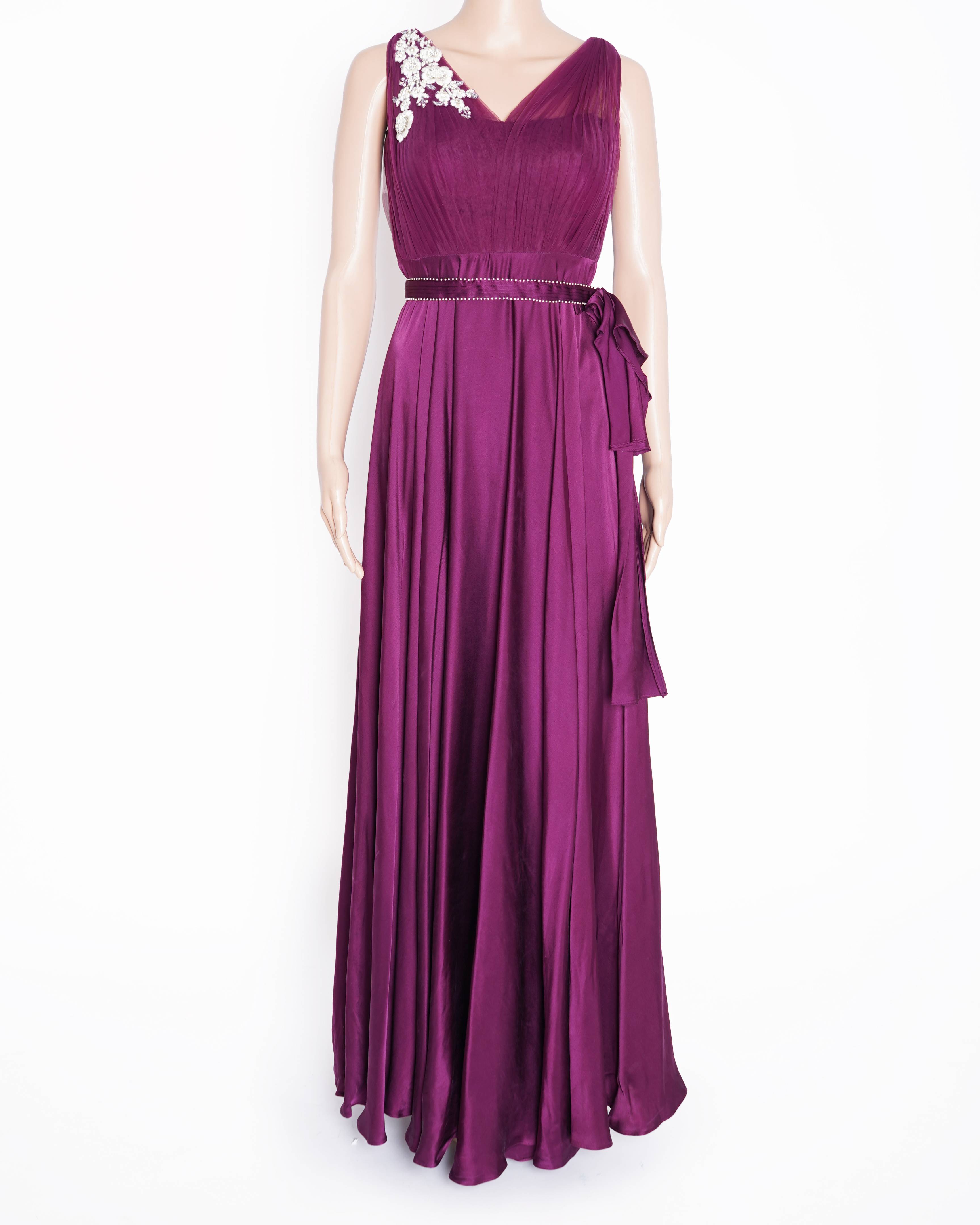 Archana Rao Gown with side slit in Purple