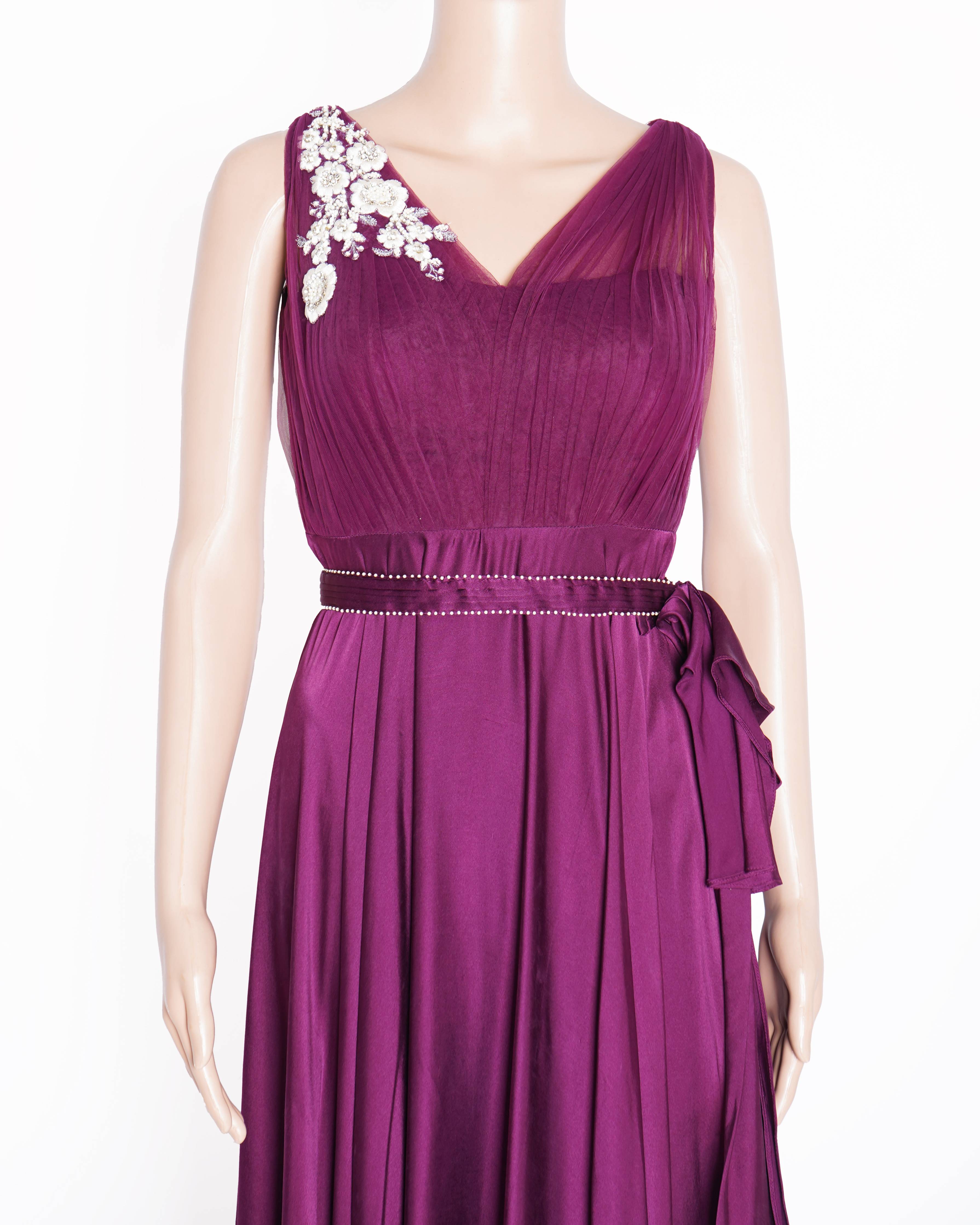 Archana Rao Gown with side slit in Purple