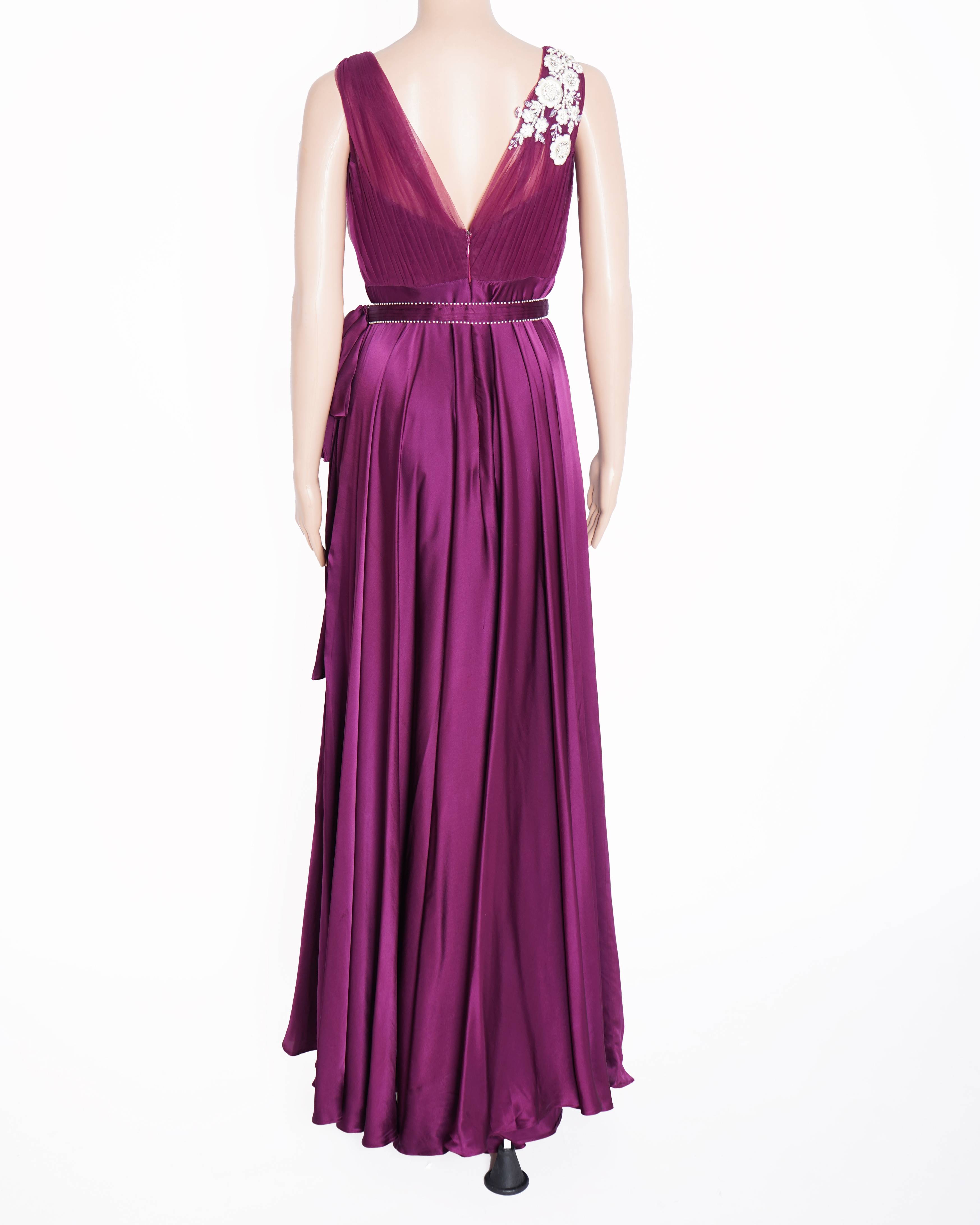 Archana Rao Gown with side slit in Purple