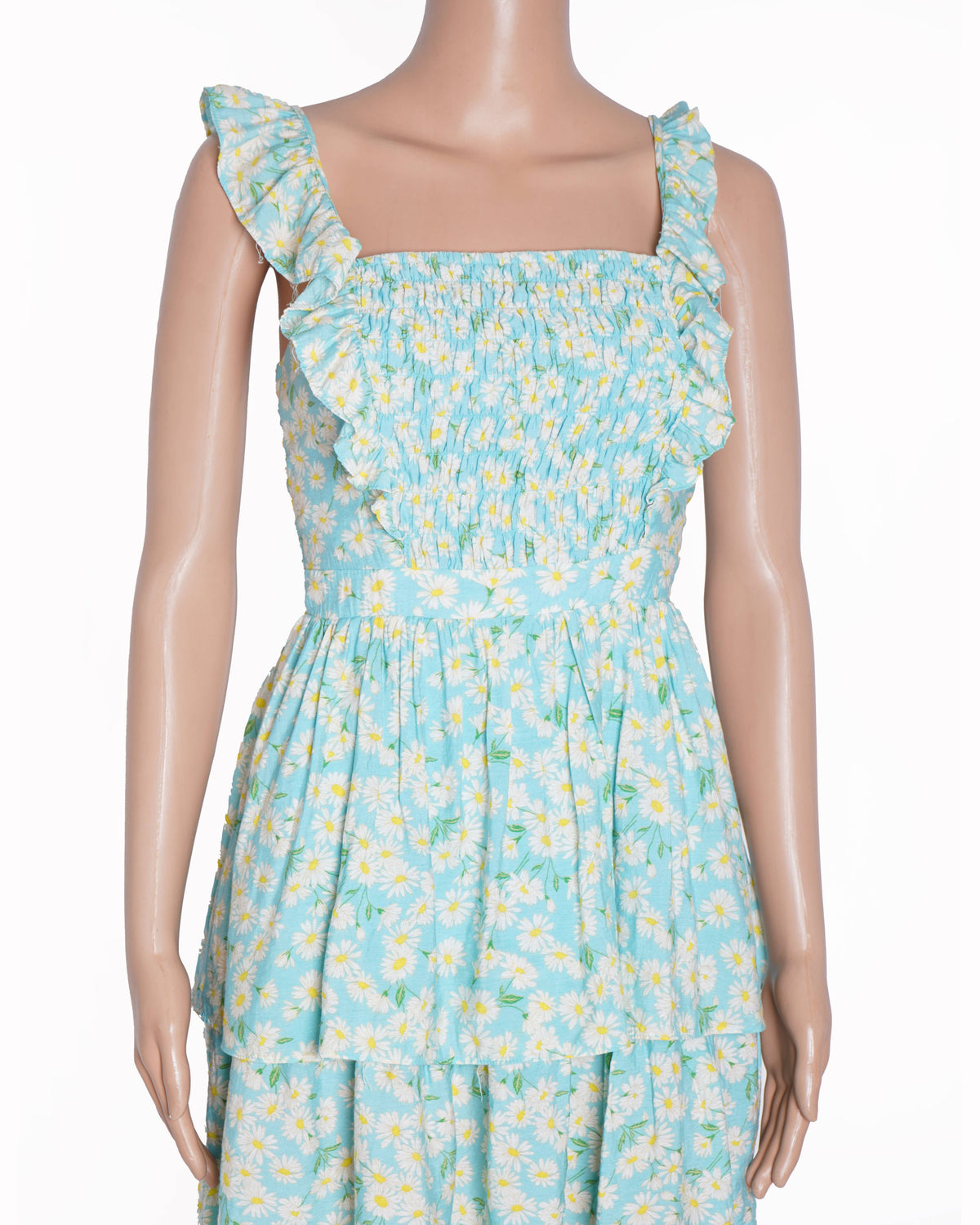 BCBG blue floral summer ruffle dress