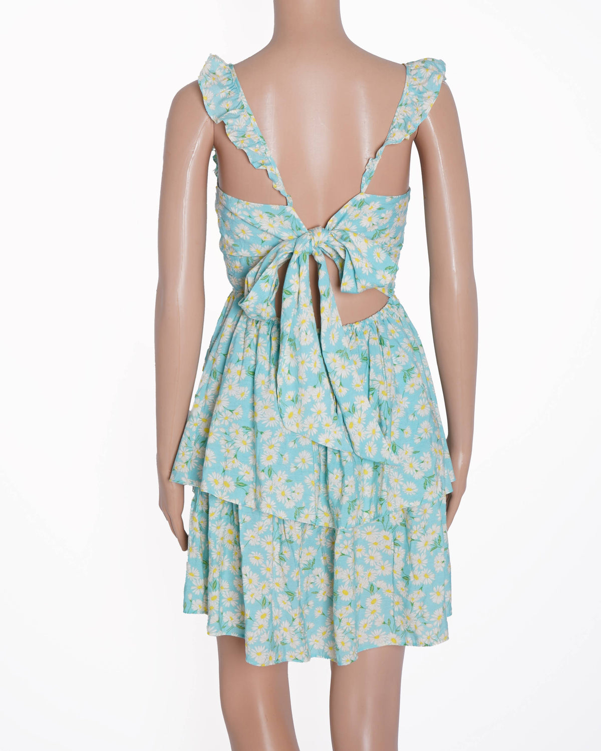 BCBG blue floral summer ruffle dress