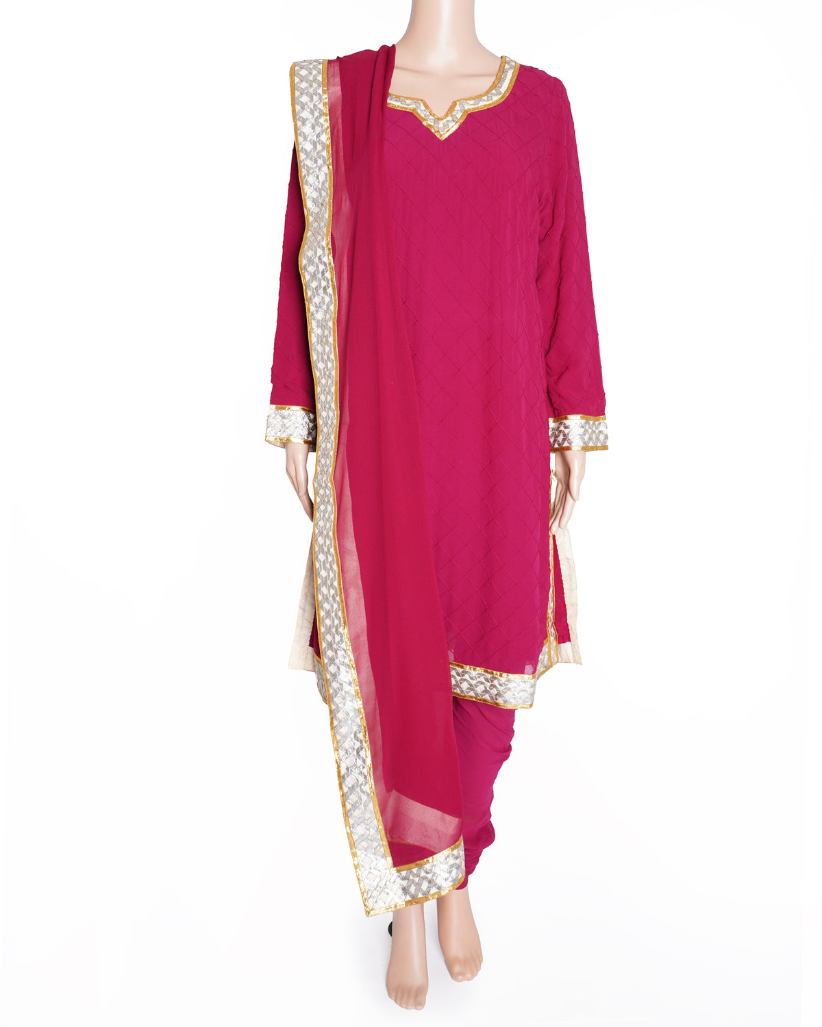 Abu Jani Sandeep Khosla Kurta Set Of 3 In Hot Pink