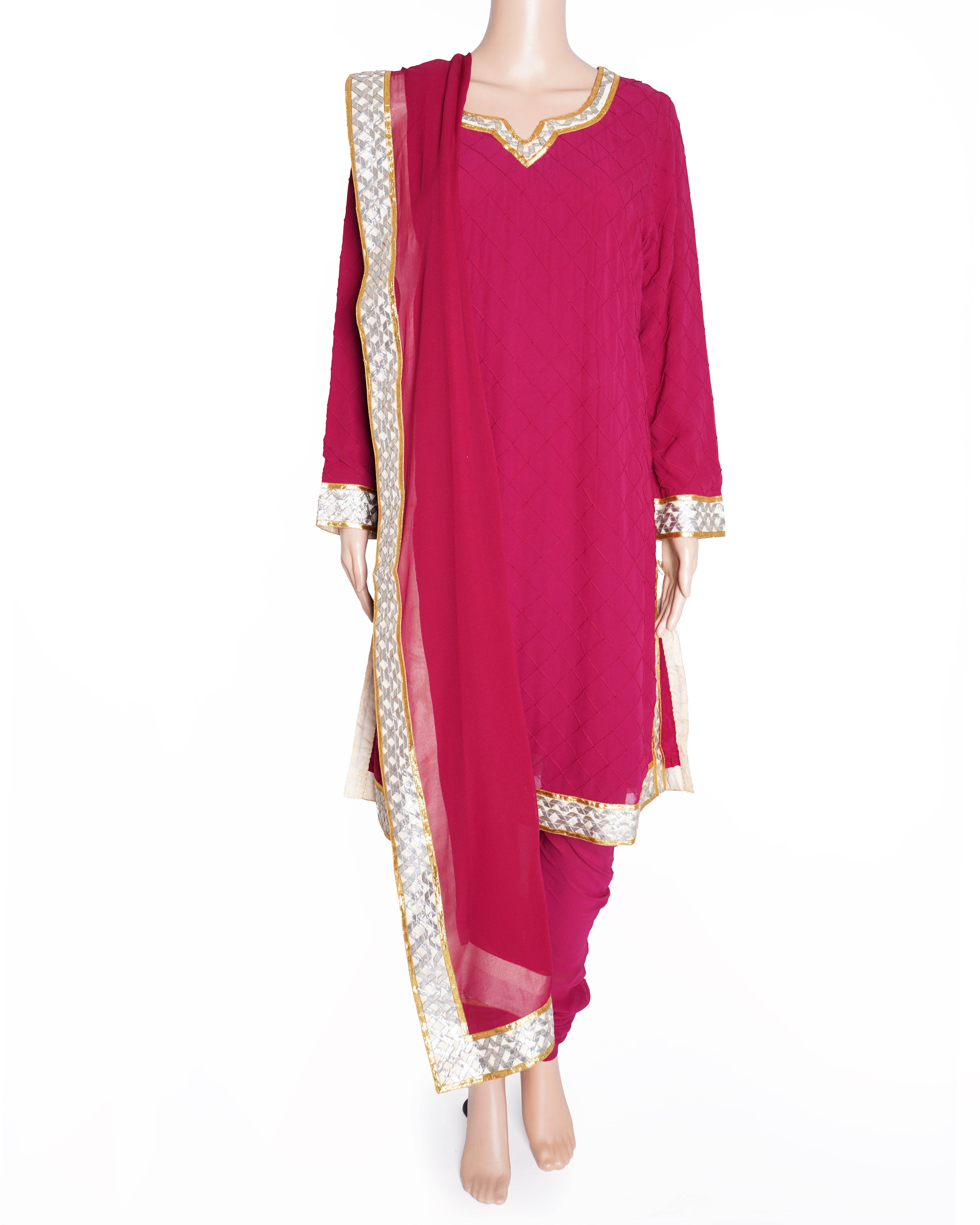 Abu Jani Sandeep Khosla Kurta Set Of 3 In Hot Pink