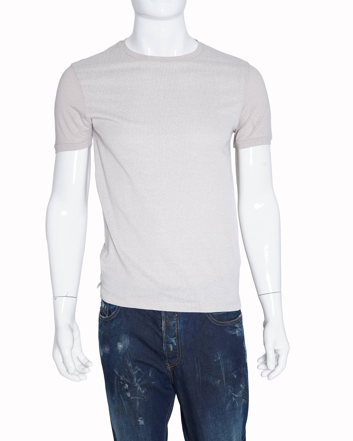 Boss textured light Beige Cotton Linen t shirt