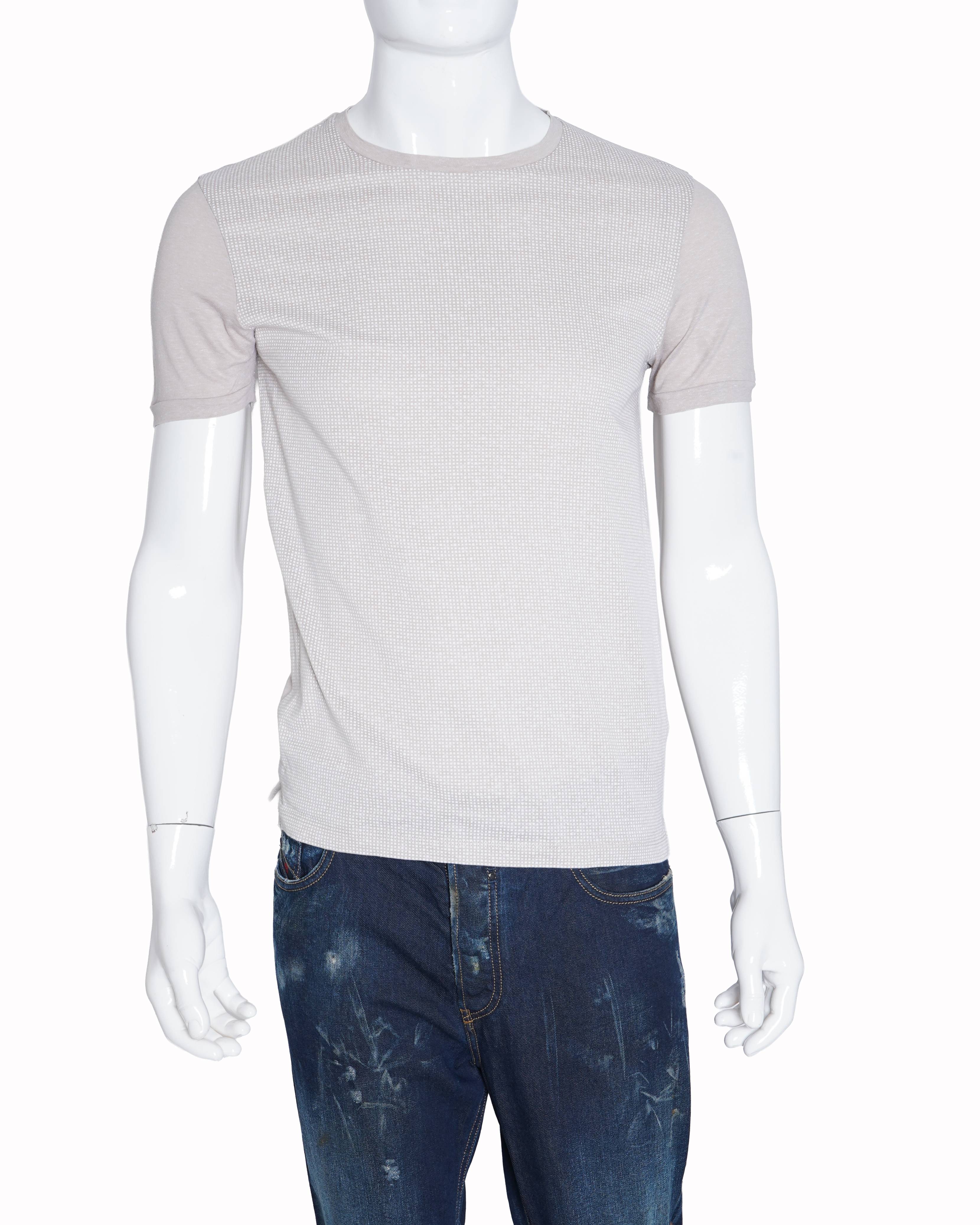 Boss textured light Beige Cotton Linen t shirt