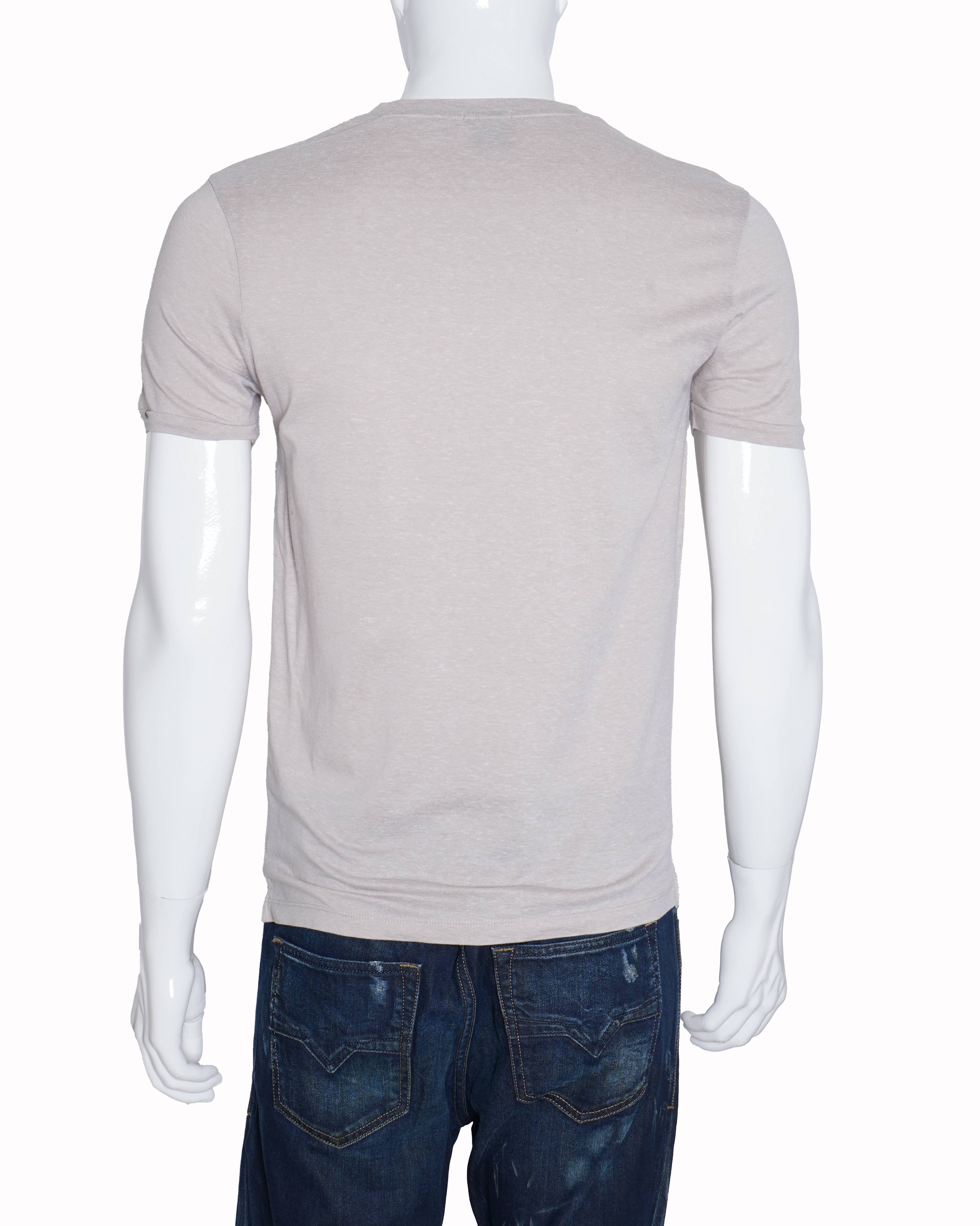 Boss textured light Beige Cotton Linen t shirt