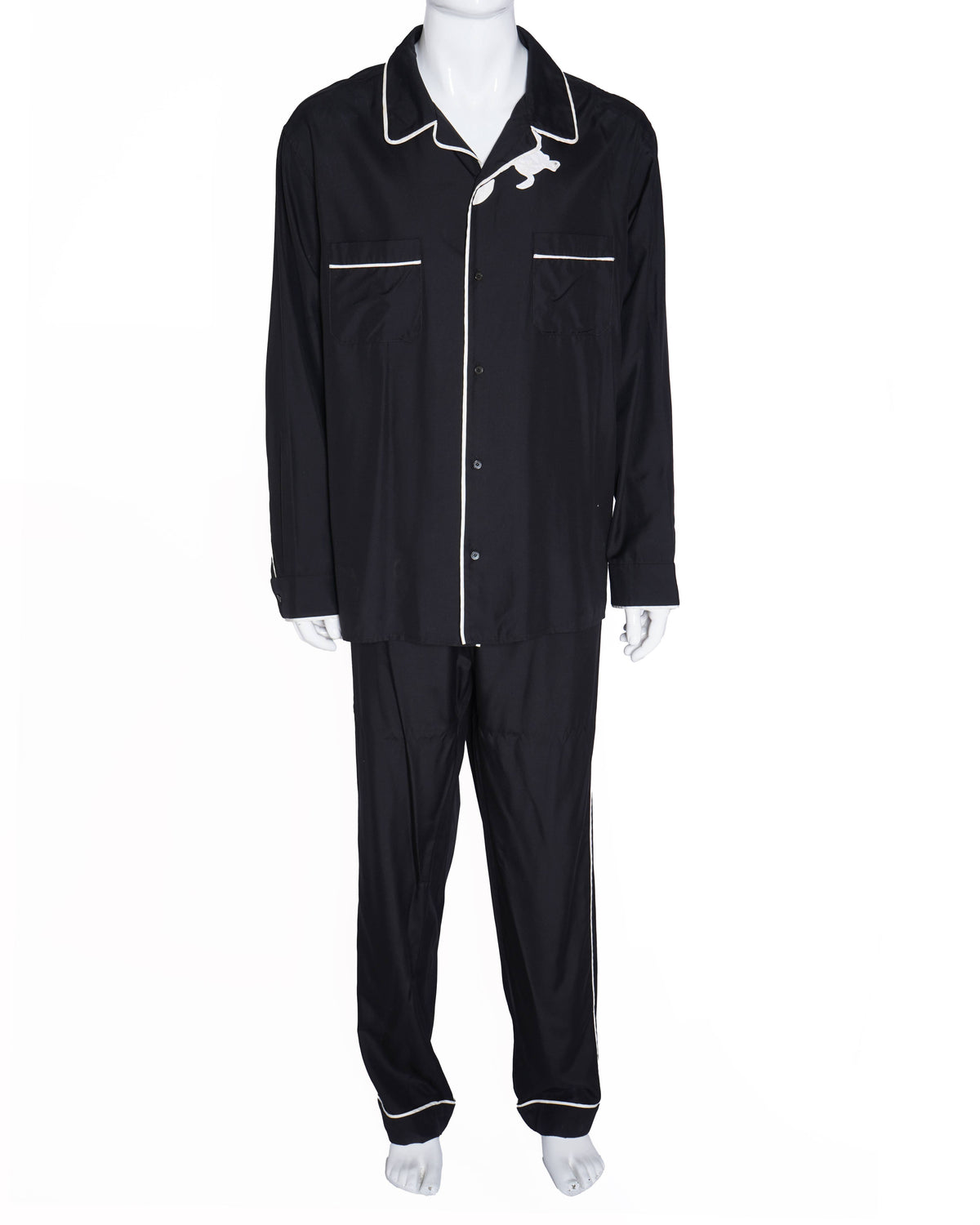 Valentino S/S 2024
Men's Silk PJ Set In Black WIth White Piping