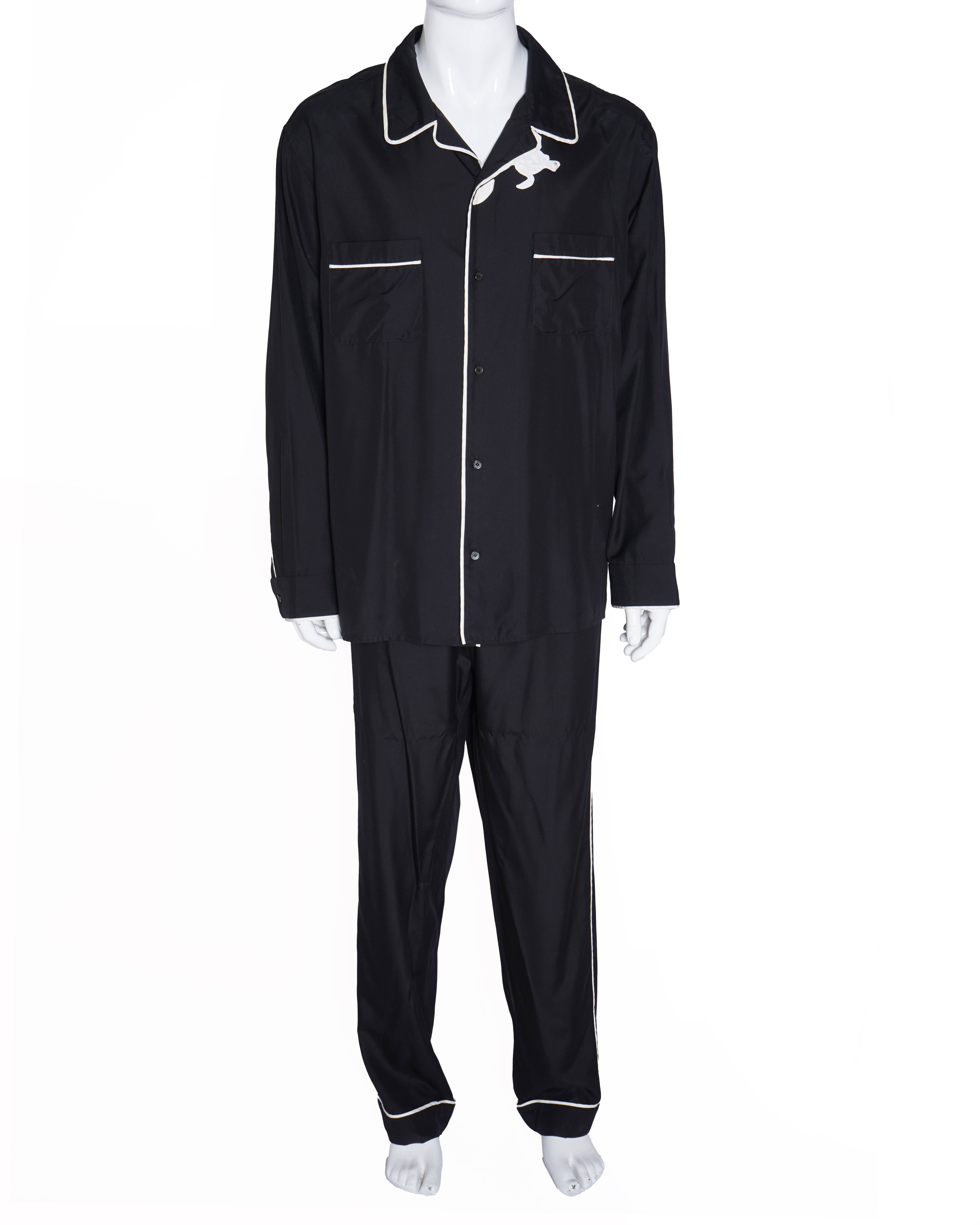 Valentino S/S 2024
Men's Silk PJ Set In Black WIth White Piping